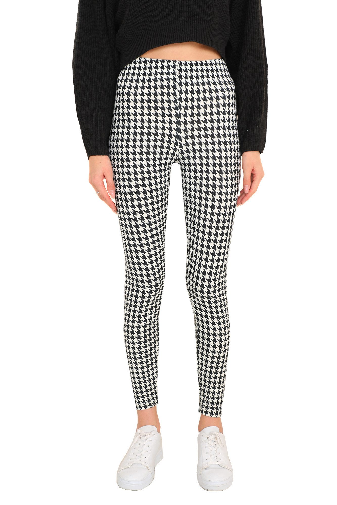 Bongual Leggings mit Hahnentritt Print schwarz-weiß günstig online kaufen