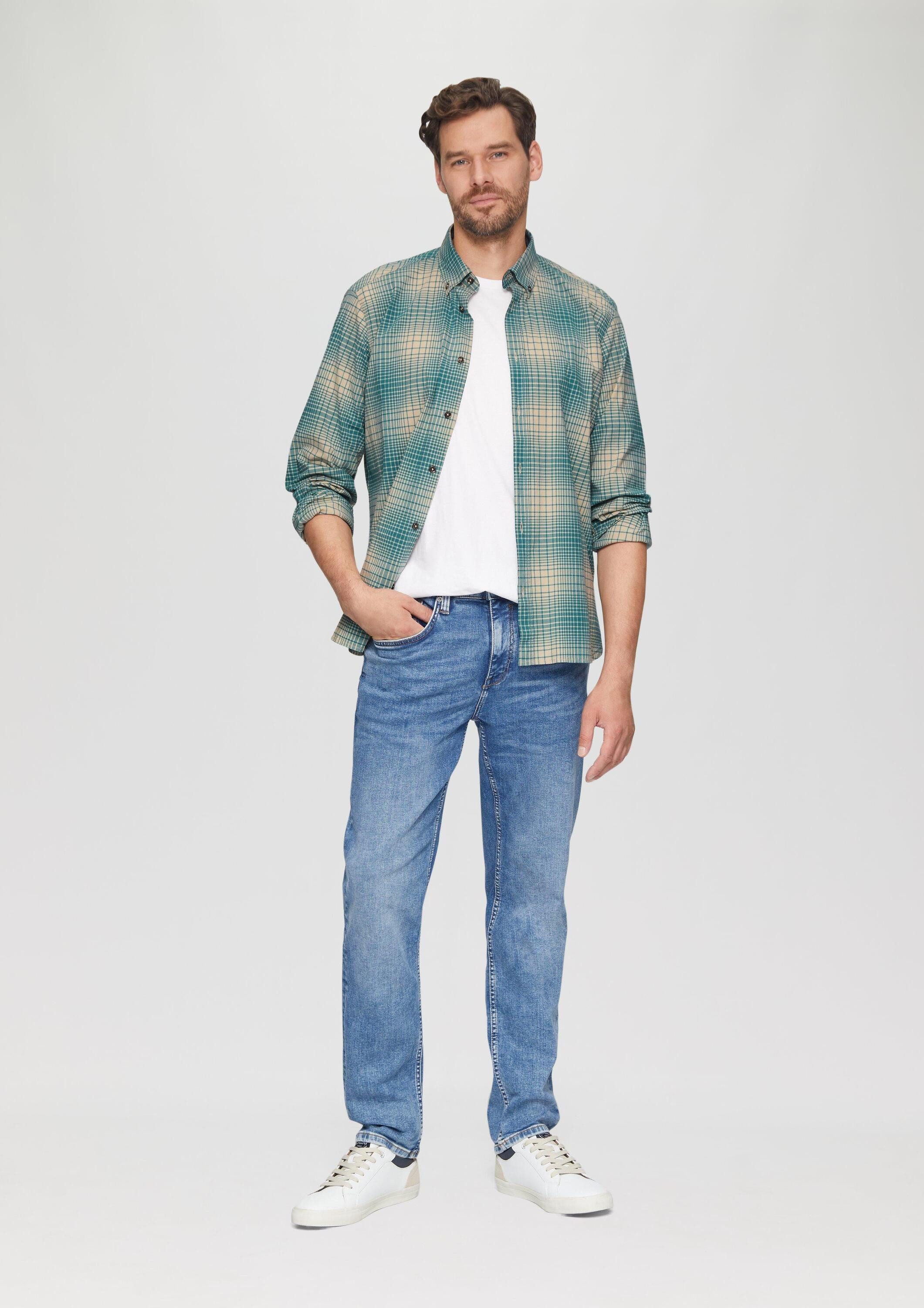 s.Oliver Langarmhemd Hemd Regular Fit: Hemd aus Baumwollstretch mit Button-Down-Kragen