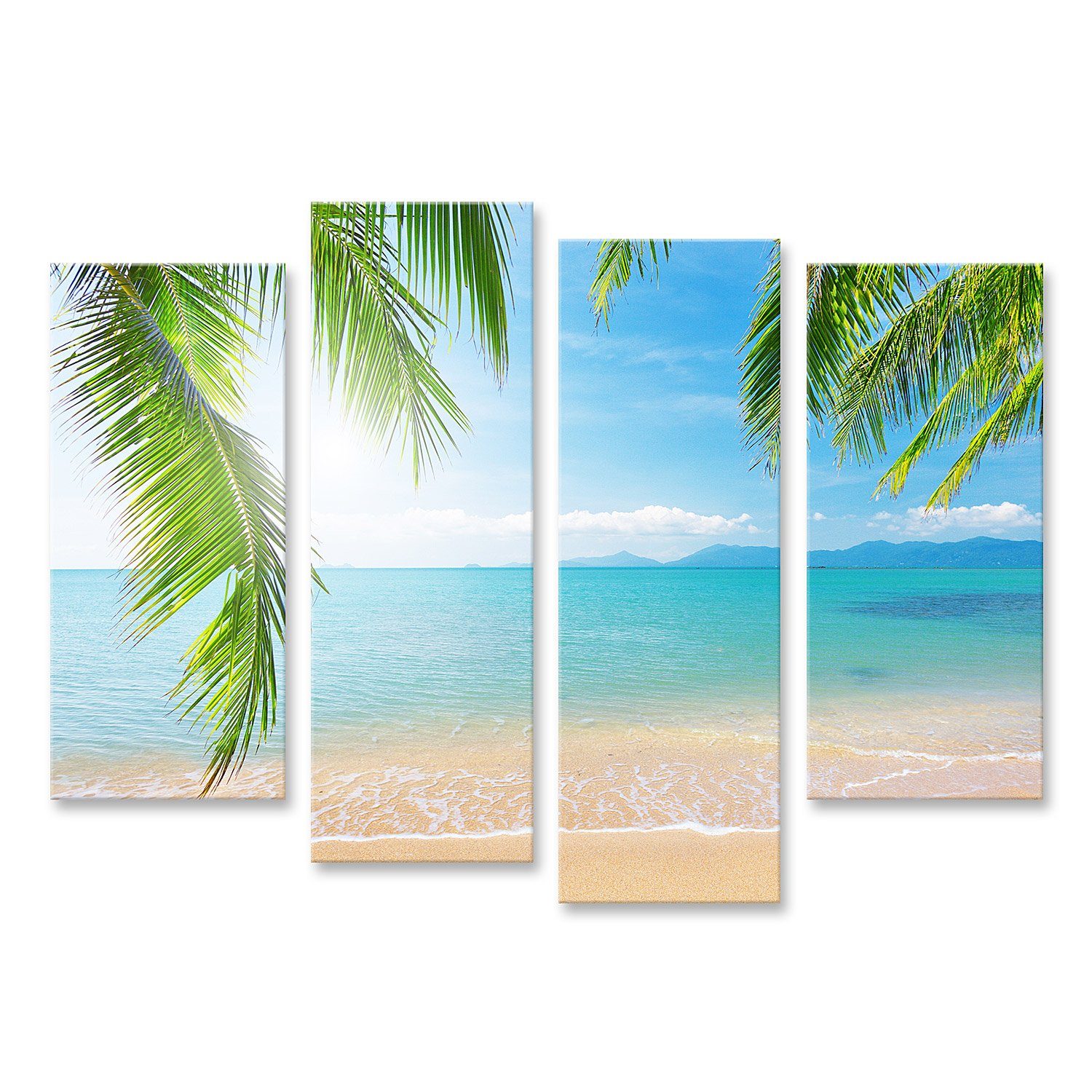 Leinwandbild Bild auf Leinwand Palmen Und Tropischen Strand 130x80cm 4-teilig
