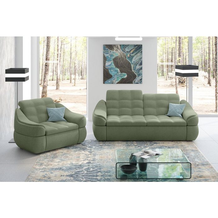 Stylefy Polstergarnitur Alisa (Set (2-tlg) bestehend aus 2-Sitzer Sofa und Sessel Modern Design made in Europa