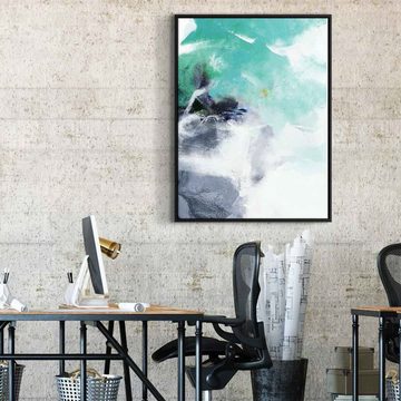DOTCOMCANVAS® Leinwandbild Aoyama, Leinwandbild Aoyama weiß blau moderne abstrakte Kunst Druck Wandbild