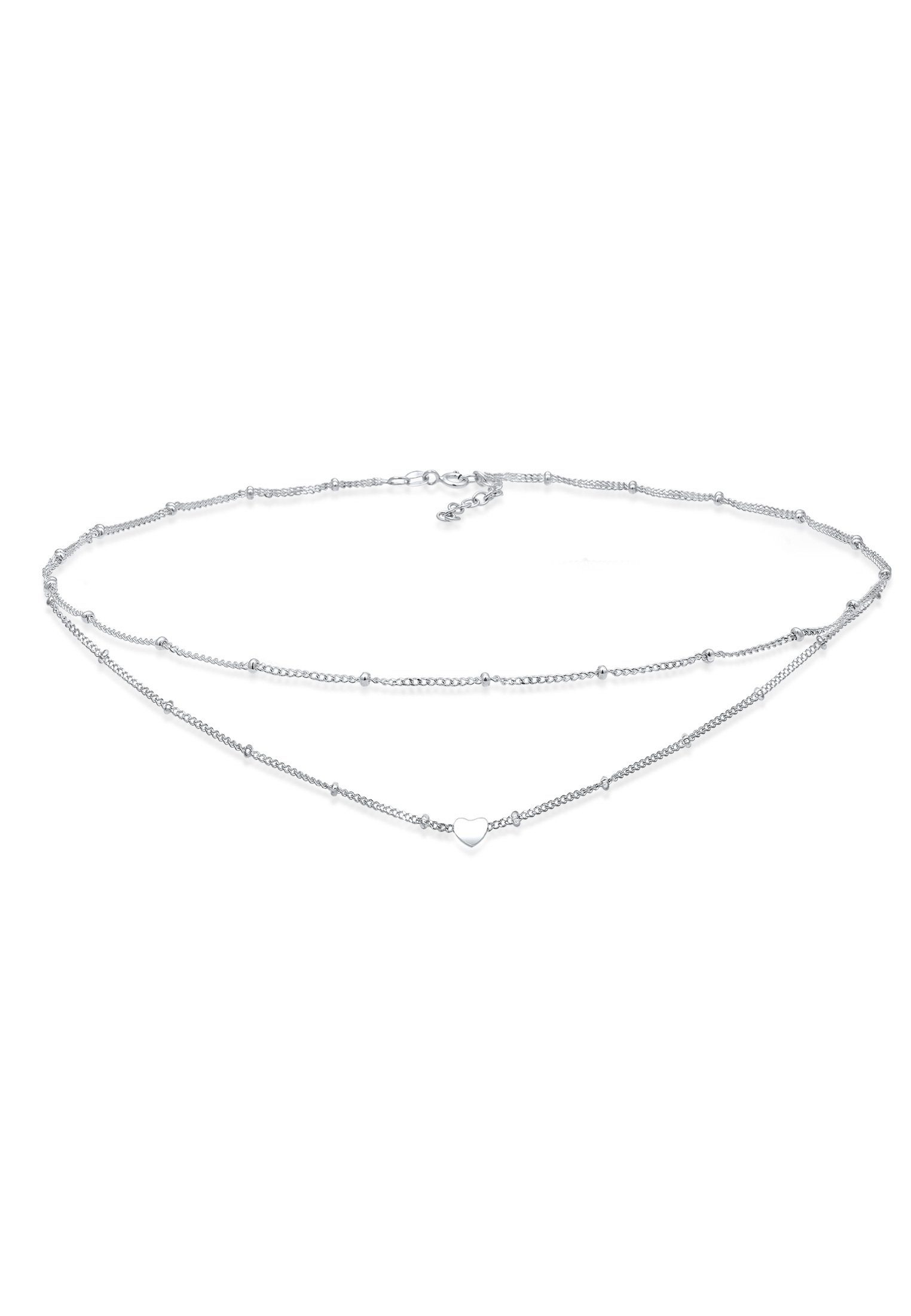 925 Choker Herz Kugelkette Layer Silber Collier Elli