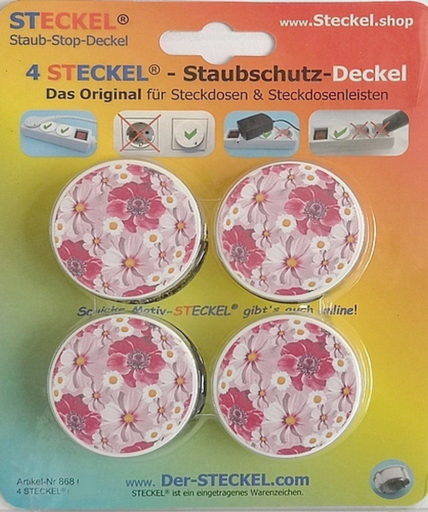 STECKEL Wanddekoobjekt 4 Stück DEKO-STECKEL® - DS-470 Blumenball - Steckdosen Abdeckung
