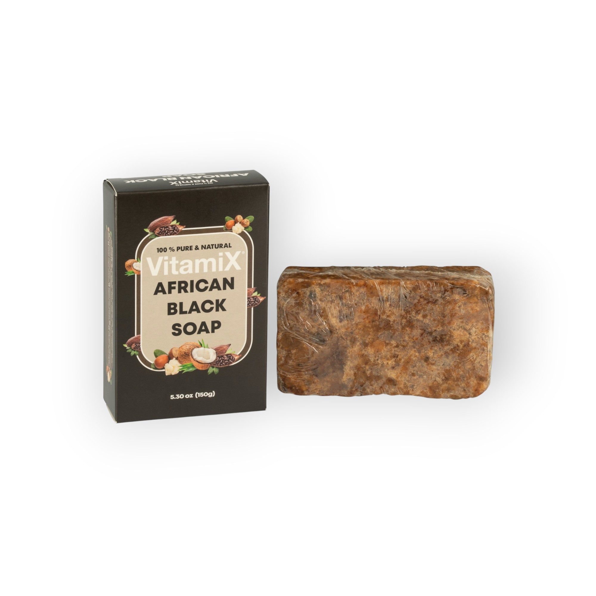 Vitamix Feste Duschseife Vitamix 100% Natural African Black Soap 150gr., 1-tlg., 100 % natürlich, für Gesicht und Körper, vielseitig einsetzbar