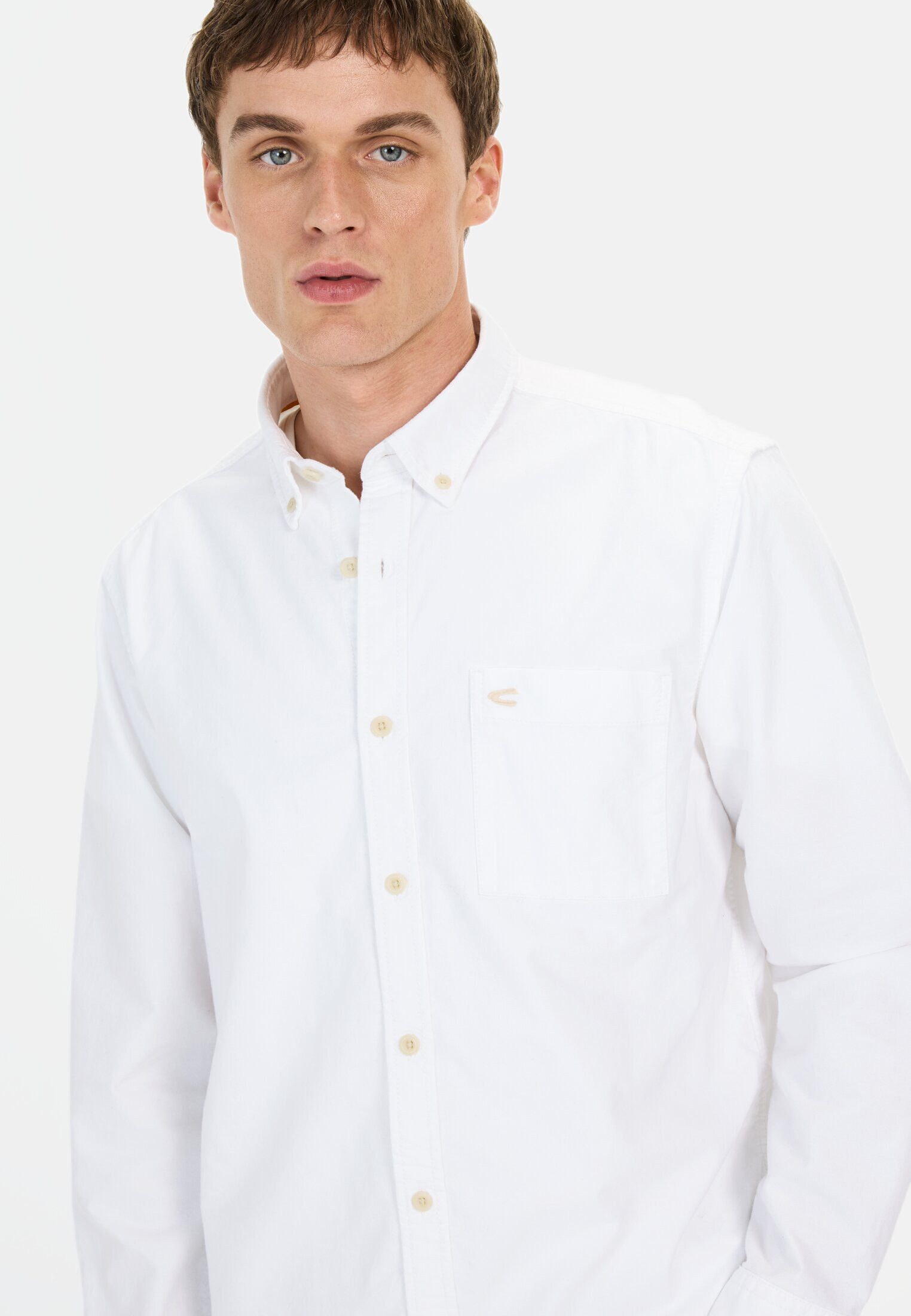 camel active Langarmhemd aus zertifiziertem Organic Cotton Button-Down
