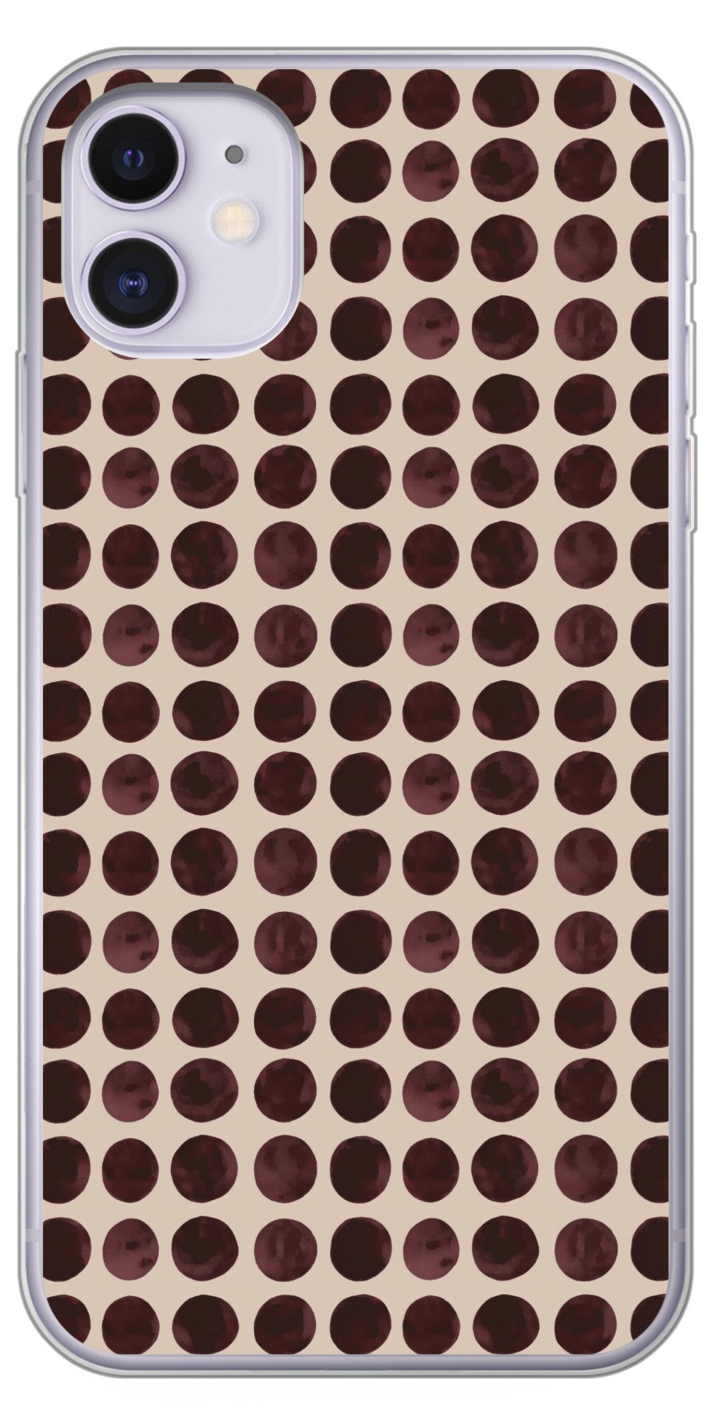 MuchoWow Handyhülle für Apple iPhone 11 Polka dots - Muster - Braun, Smartphone-Bumper, Print, Handy Schutzhülle Dünn