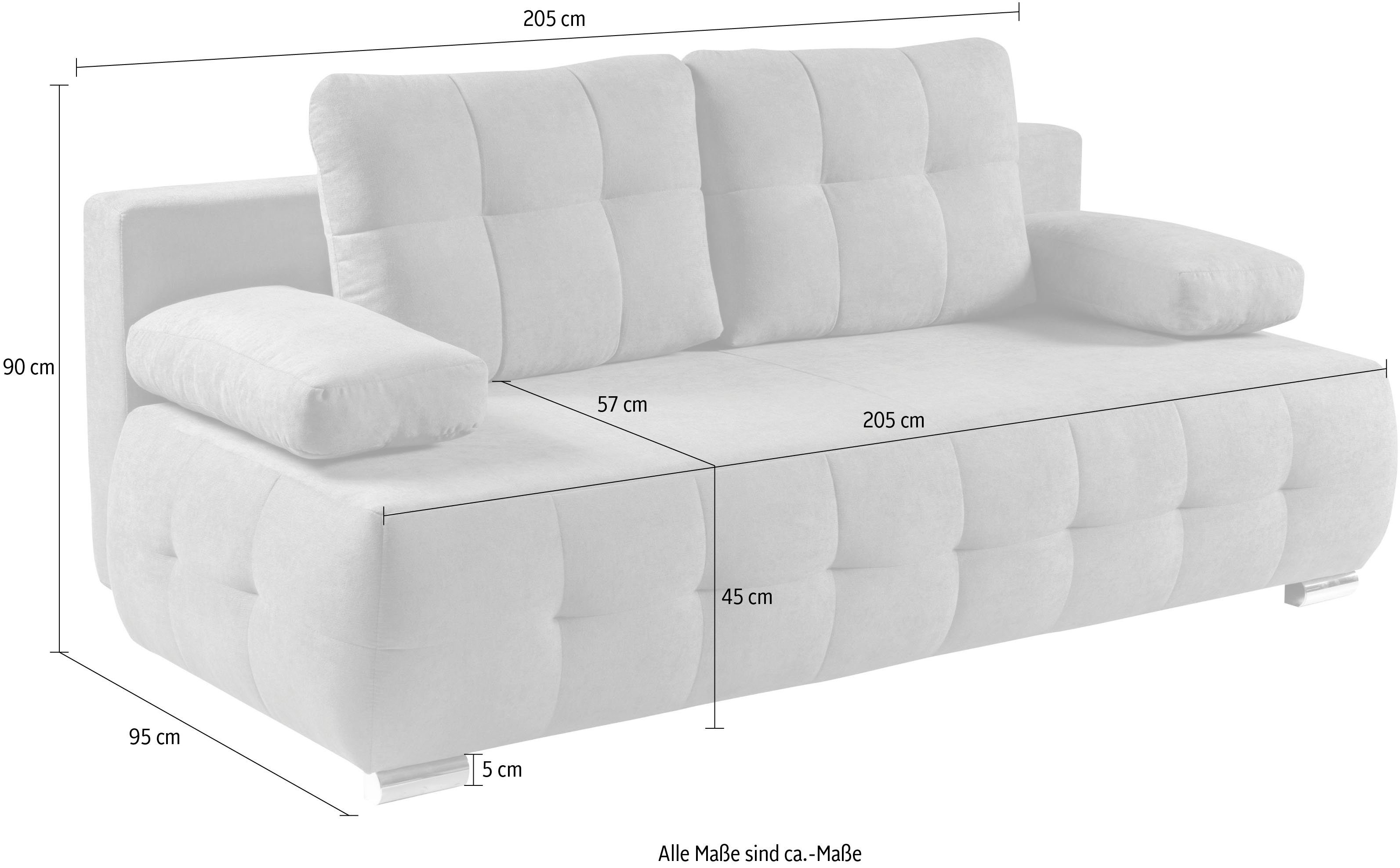 anthrazit Bettkasten Sofa mit WERK2 Schlafsofa Indigo, | | Federkern & anthrazit anthrazit 2-Sitzer und Schlafcouch