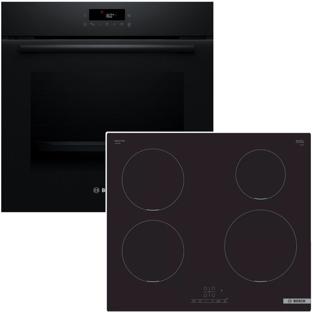BOSCH Backofen-Set Pyrolyse LED-TouchControl + autarkes Induktionskochfeld PowerBoost, mit Nein, Pyrolyse-Selbstreinigung Hydrolyse