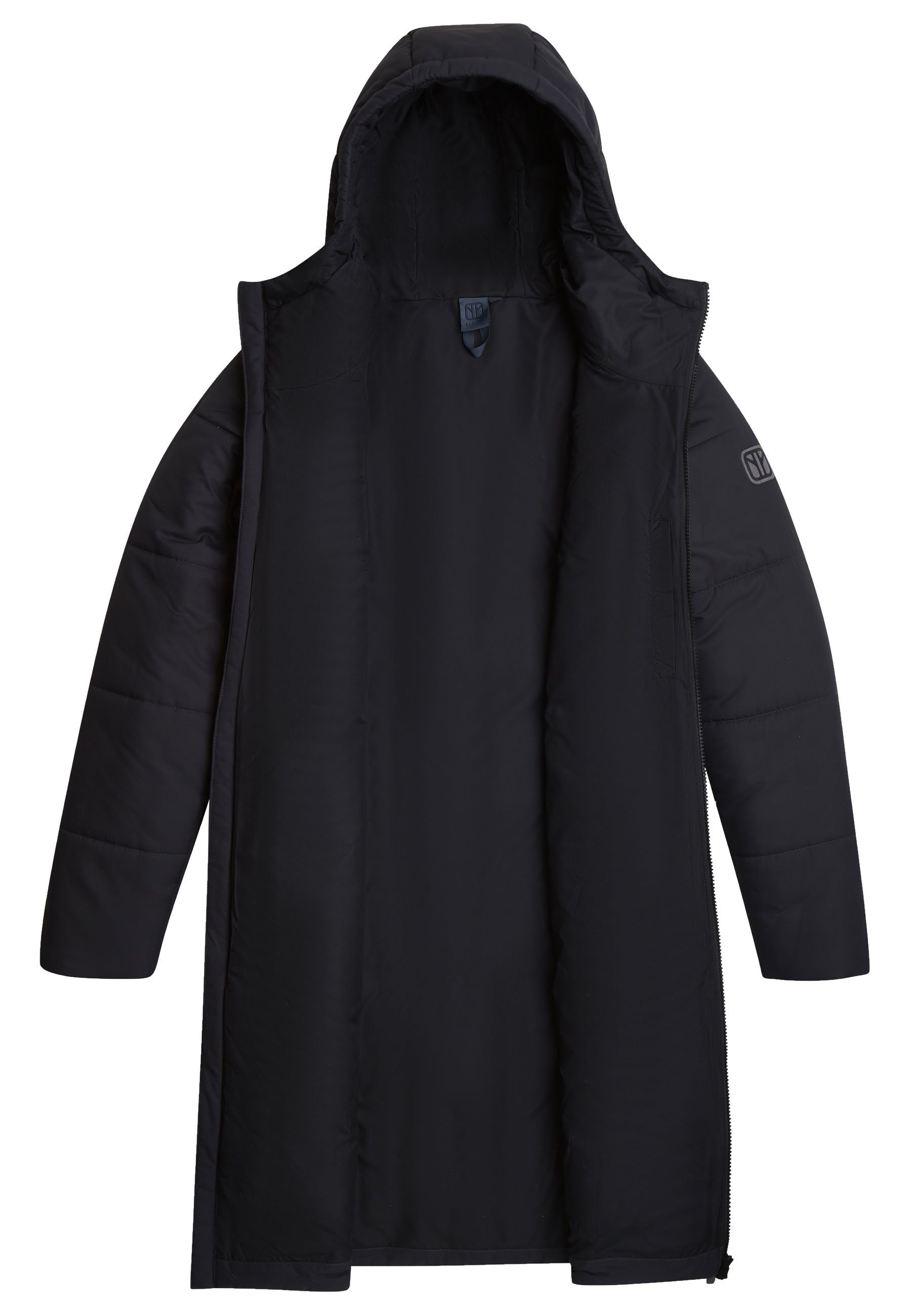 Elkline Winterjacke Comfort 2-Wege-Reißverschluss black Mantel, black leichter langer 