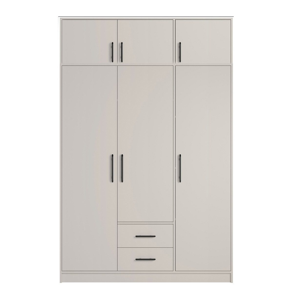 Marmex Möbel Garderobenschrank SMART 2N/C Garderobenschrank mit Schrankaufsatz 150 x 230 x 56 (2-St) Kleiderstange, 2 Schubladen, Mehrzweckschrank, cashmere