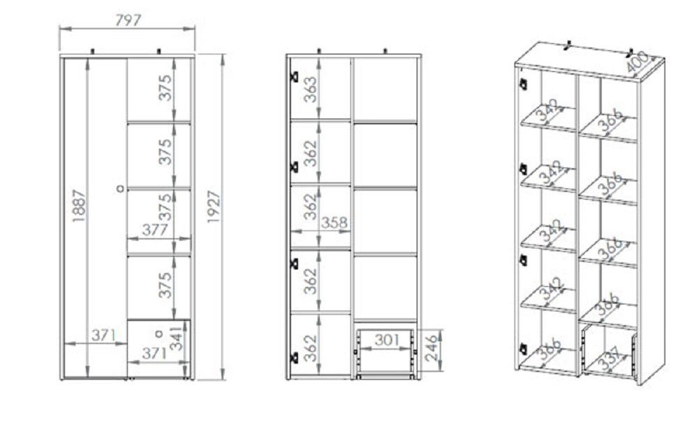 Stauraumschrank Farbabsetzung 193 blau cm 40 cm x wählbar Feldmann-Wohnen ELMO (Schrank) - cm x 80 B/T/H: