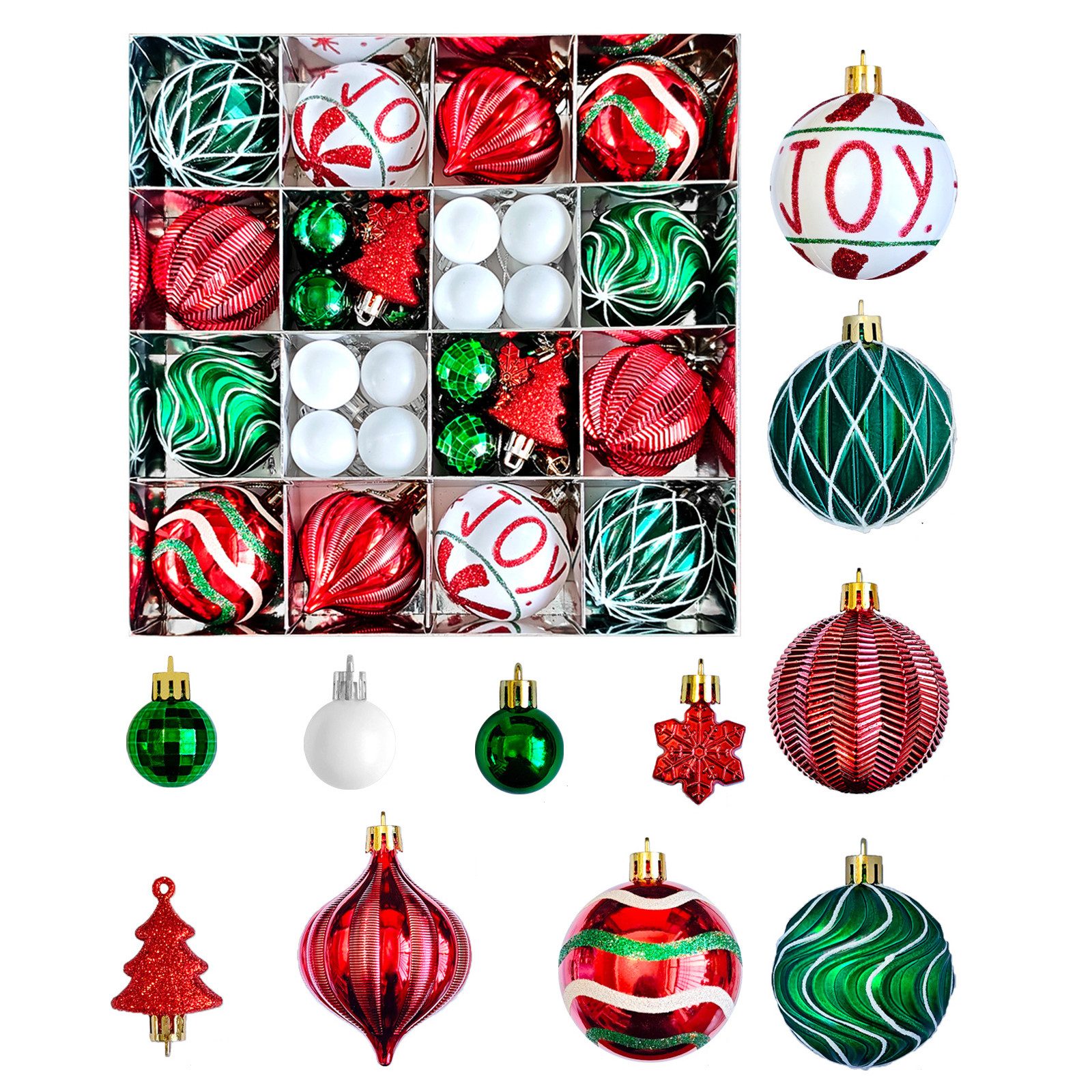Coonoor Weihnachtsbaumkugel 40-46 Stück Weihnachtsbaumkugeln, Weihnachtsbaumhängeschmuck, (40 St), für Weihnachtsbaumdekoration
