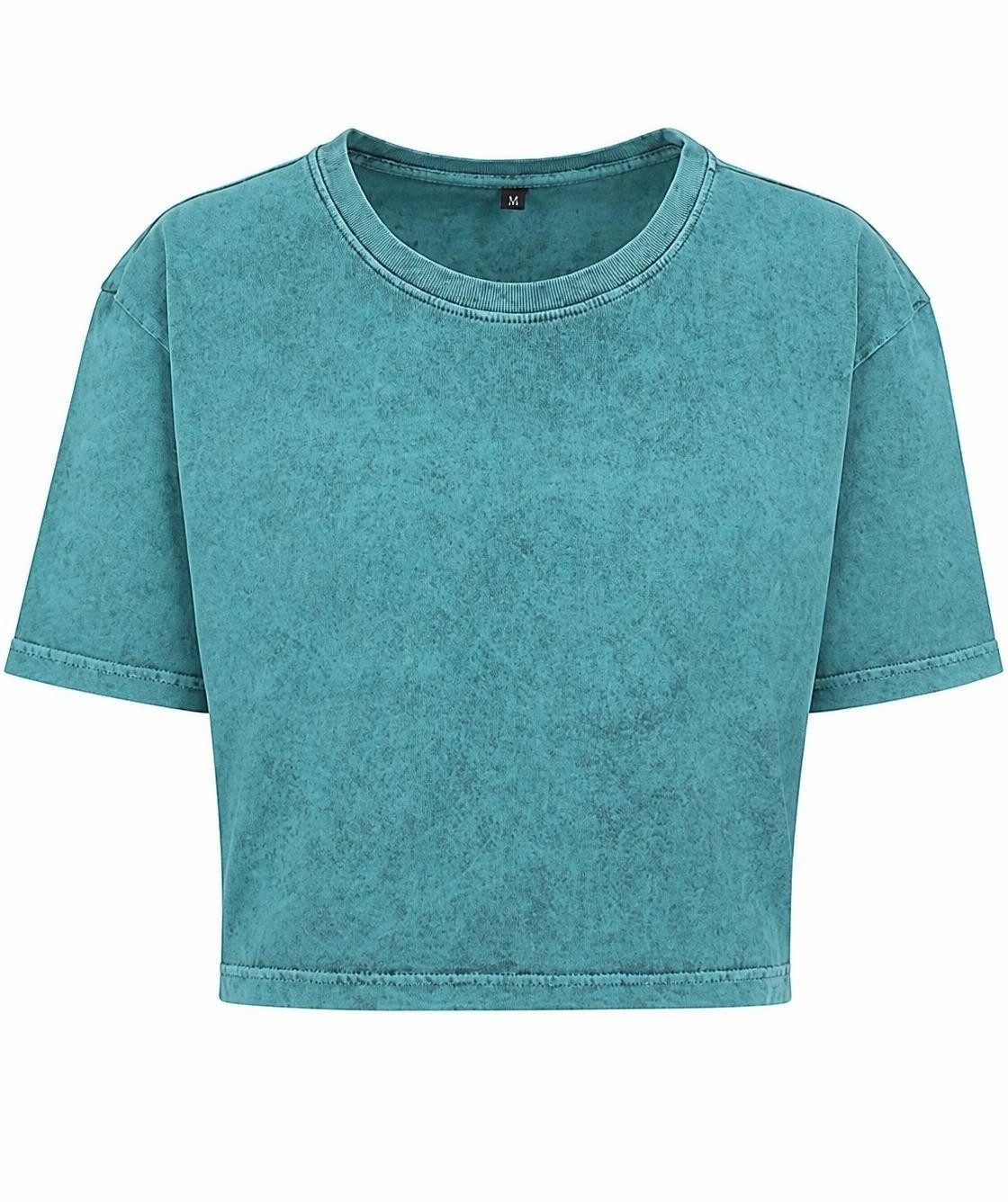 Build Your Brand Rundhalsshirt Damen Acid Washed Cropped Tee