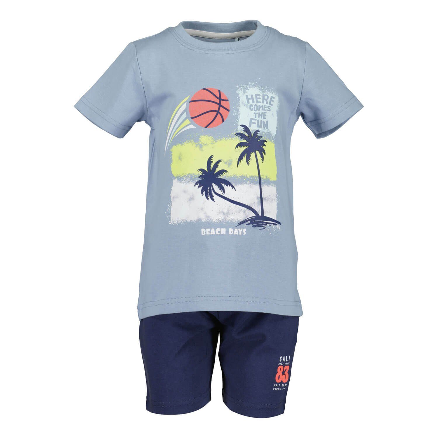 Blue Seven Jungs T-Shirt Hose und Kurze Kurzarm-Shirt Shorts mittelblau im Print & - Shirt mit Set