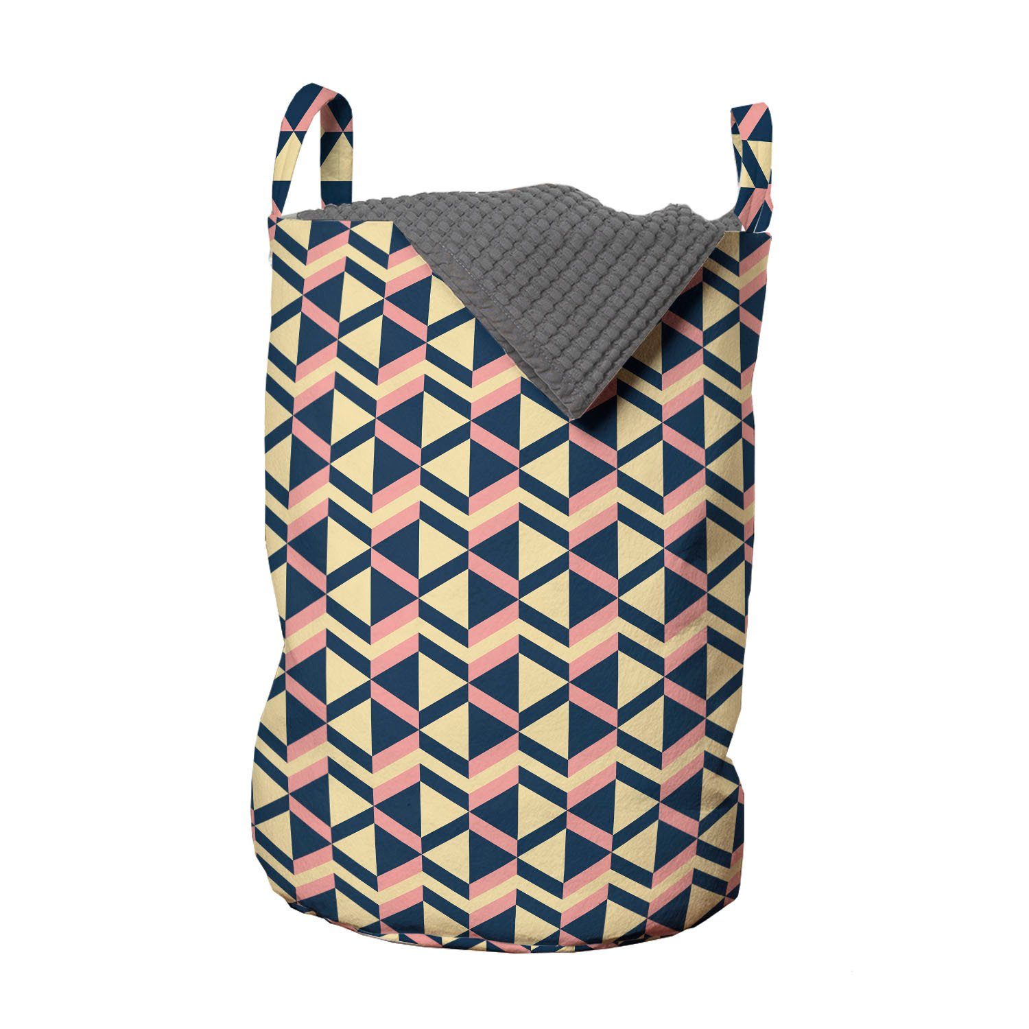 Abakuhaus Wäschesäckchen Wäschekorb mit Griffen Kordelzugverschluss für Waschsalons, Abstrakt Moderne Zigzags Triangles