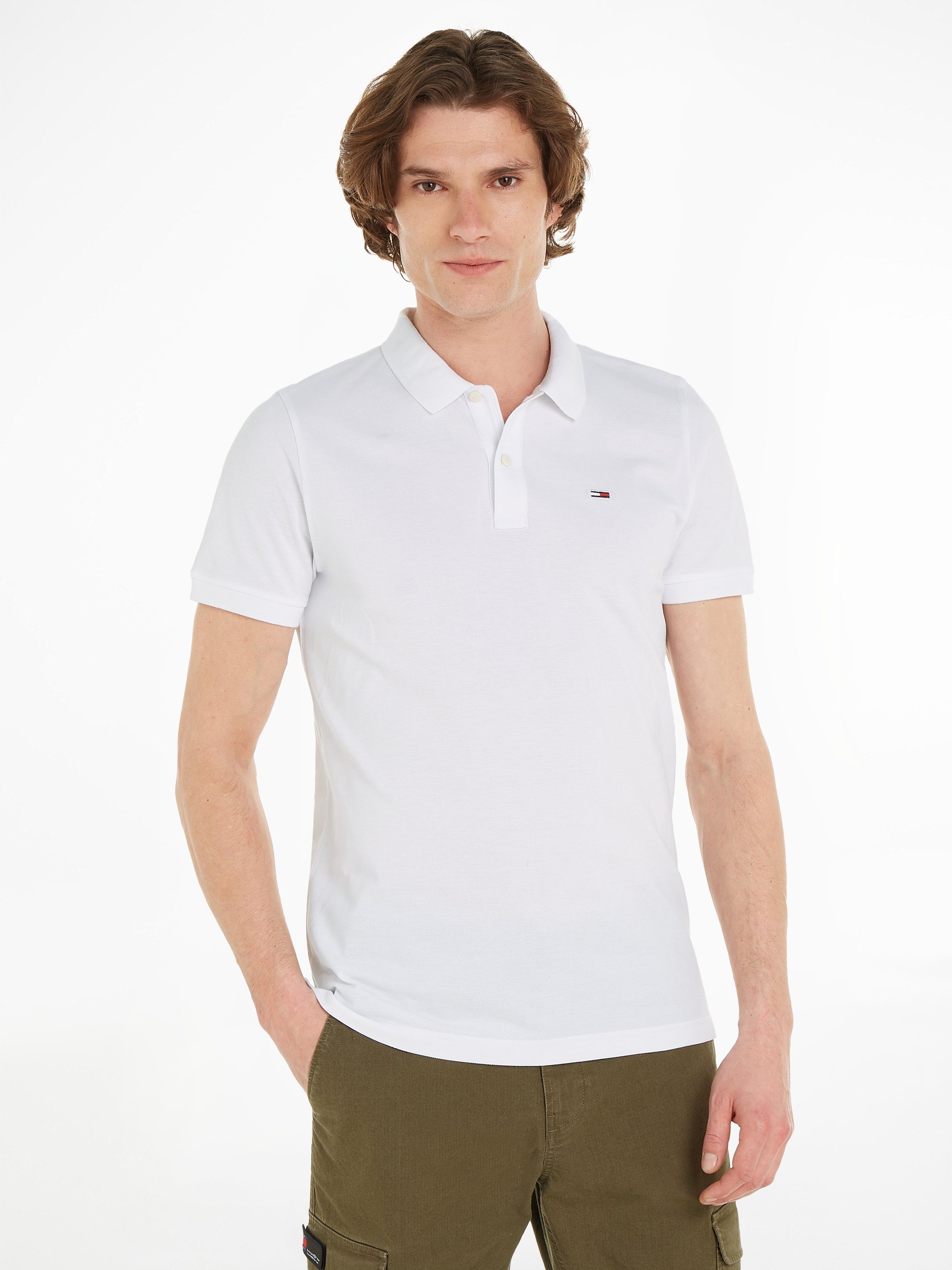 Tommy Jeans Plus Poloshirt TJM SLIM PLACKET POLO EXT Große Größen mit Logostickerei