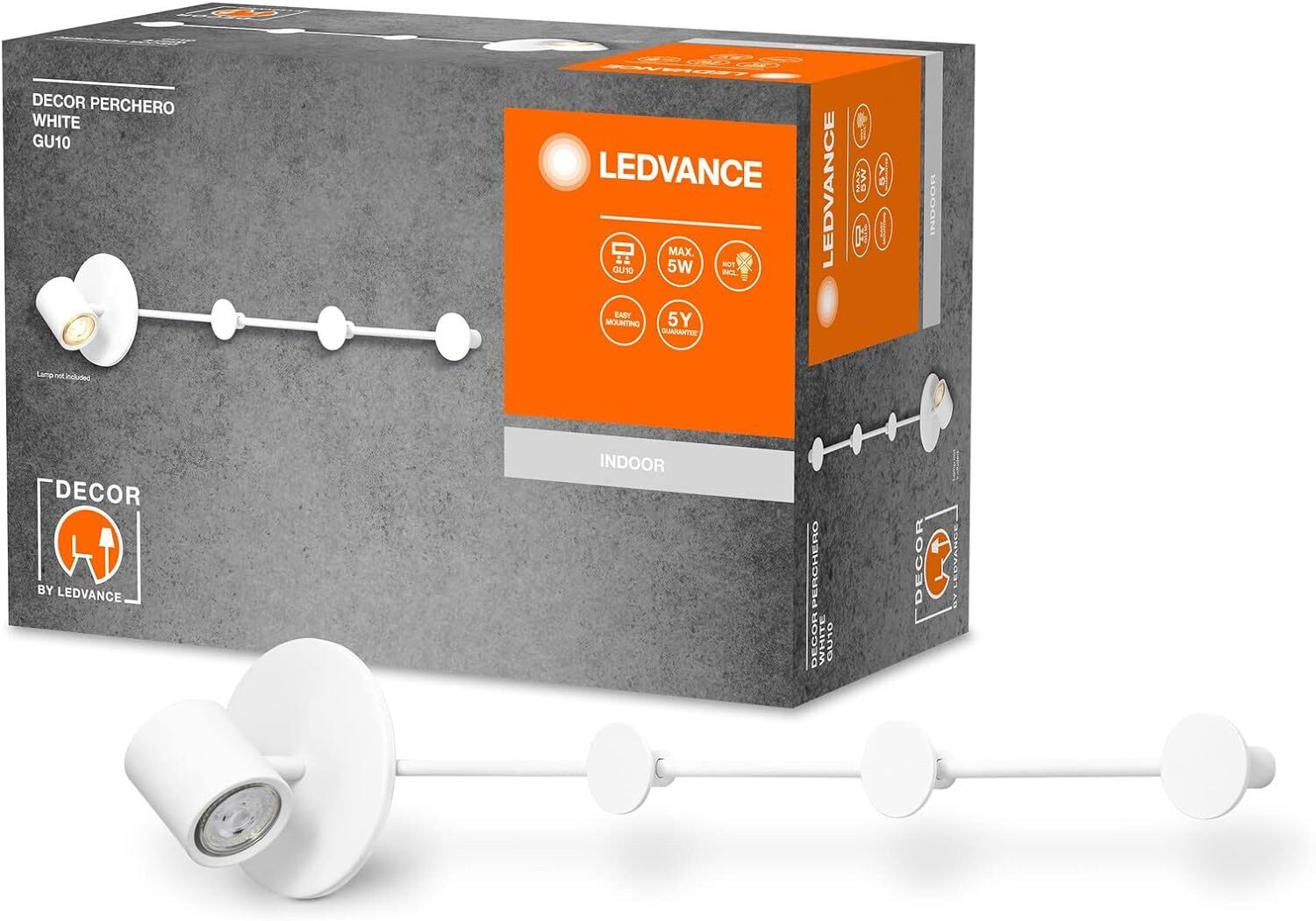Ledvance Schrankleuchte Ledvance DECOR Garderobenhaken 765 mm GU10 3000 K Metall Wandlampe, Perchero 765mm Sockel 3000K Kleiderhaken