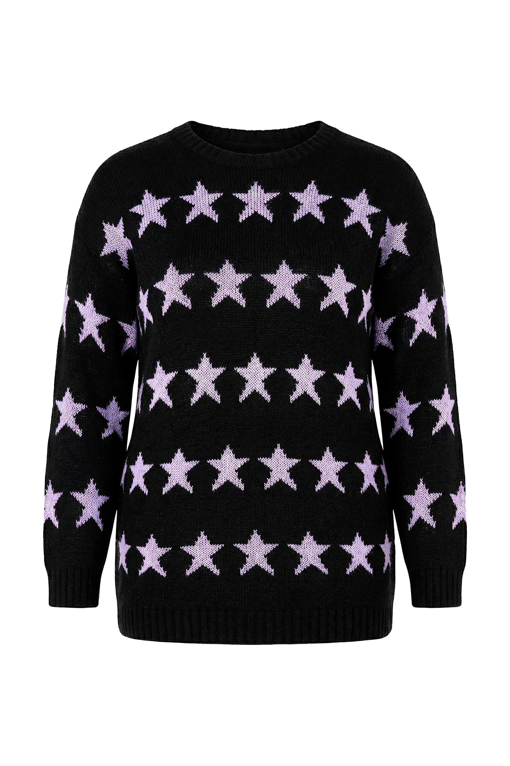 Angel of Style Strickpullover Long-Pullover oversized Sterne Ballon-Langarm günstig online kaufen