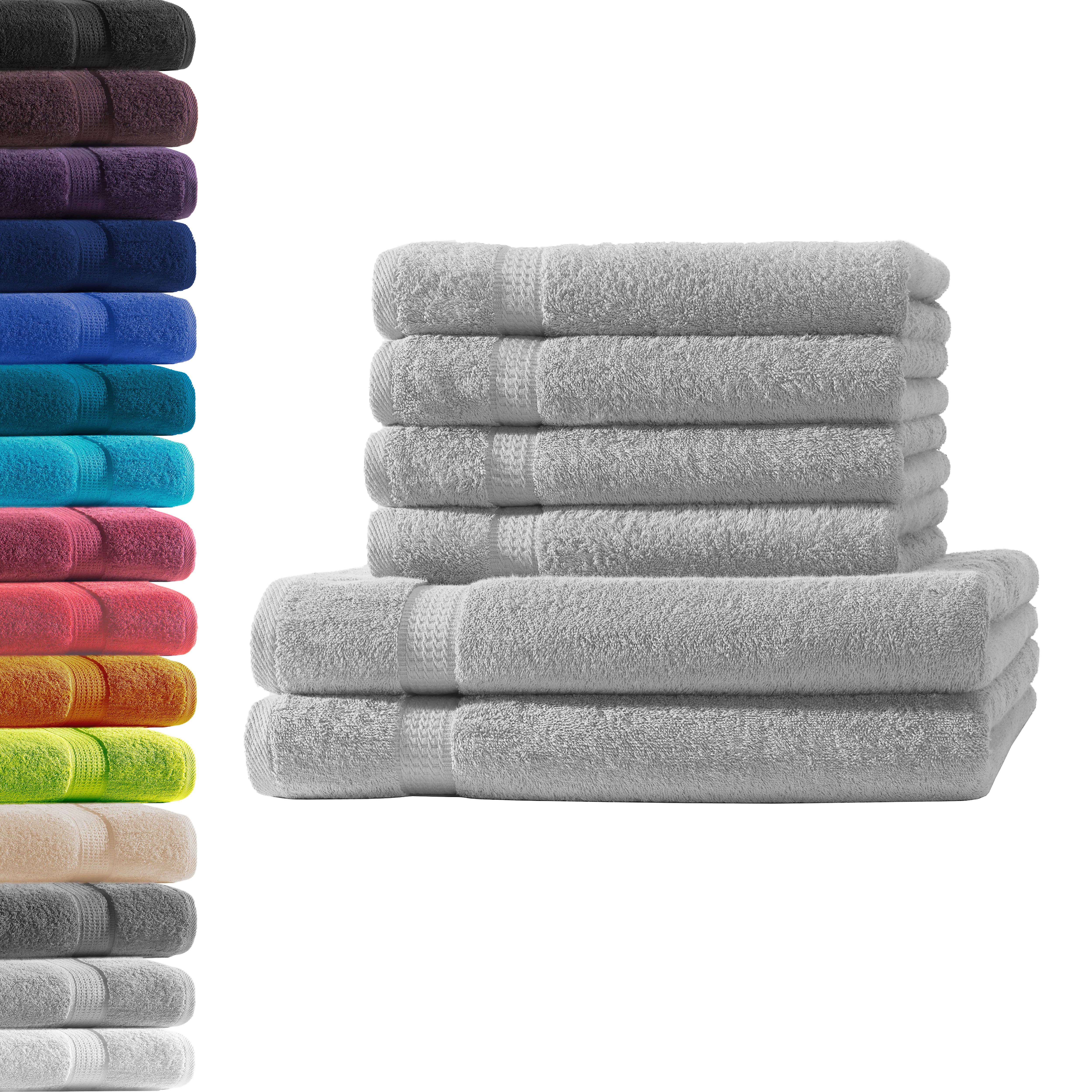 Hometex Premium Textiles Handtuch in Premium Qualität 500 g/m², Feinster Frottier-Stoff 100% Baumwolle, 2x Duschtuch + 4x Handtuch, weich, saugfähig, extra schwer & flauschig