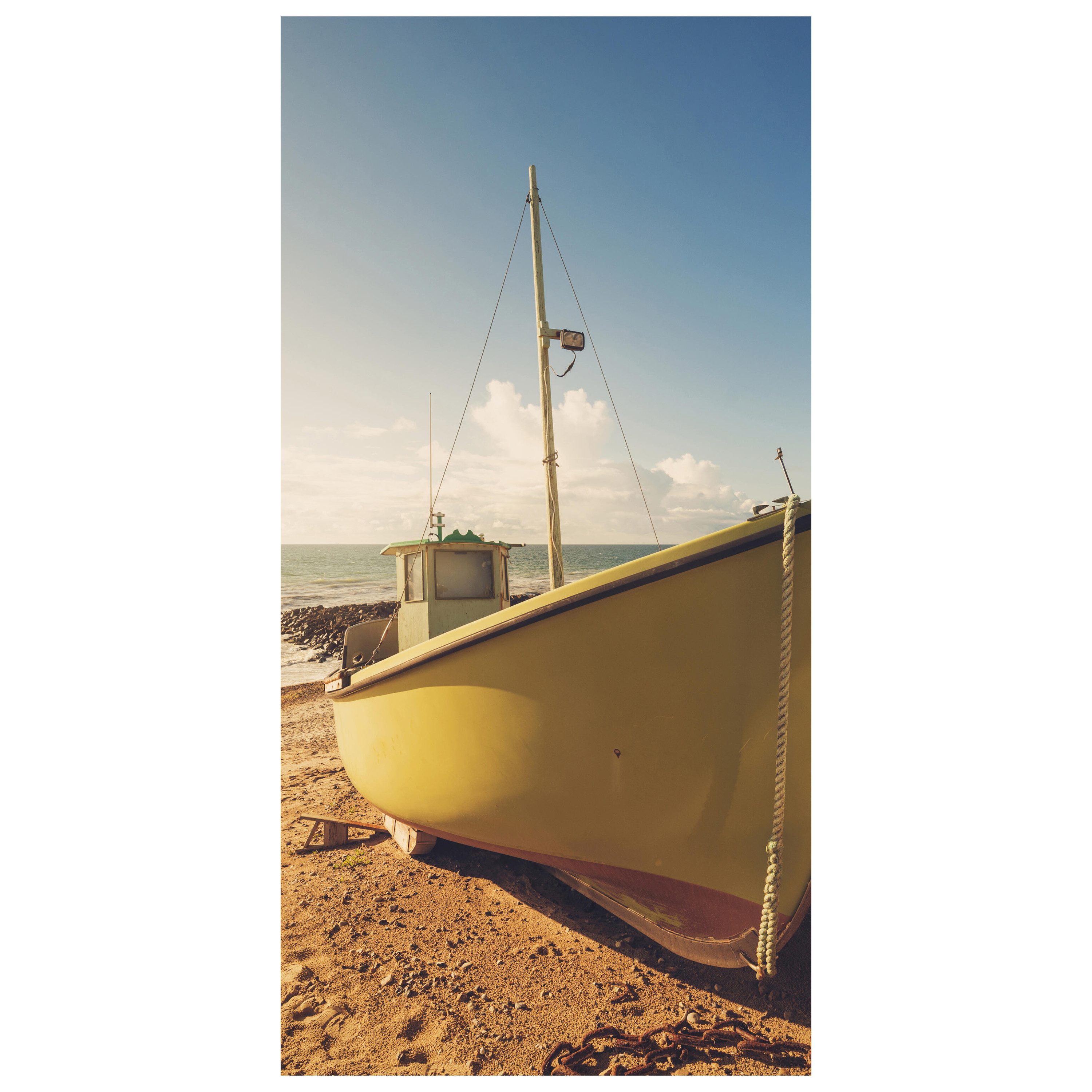 wandmotiv24 Türtapete Boote Am Strand, glatt, Fototapete, Wandtapete, Motivtapete, matt, selbstklebende Dekorfolie