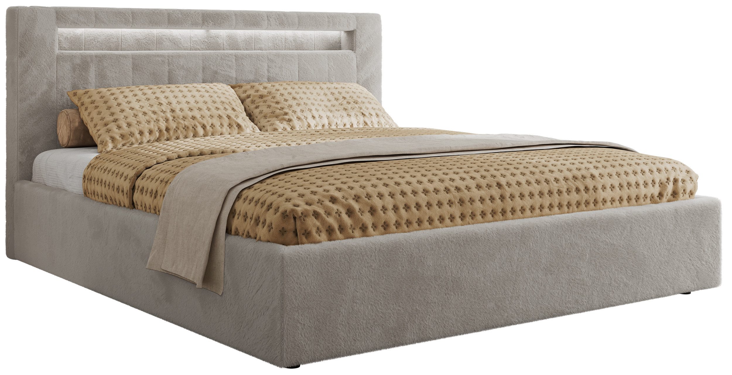 MKS MÖBEL Polsterbett GOLD 5 Classic (Bett, Bett mit Bettkasten & LED-Kopfteil), Lattenrost integriert, 140–200x200 cm