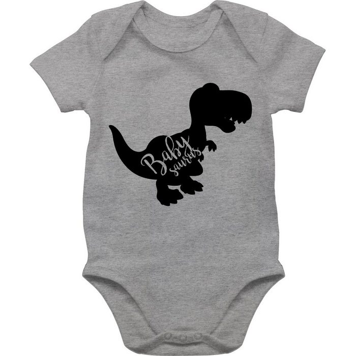 Shirtracer Shirtbody Babysaurus - Partner-Look Familie Baby - Baby Body Kurzarm kurzarm baby body grau - dino strampler - babybodys sprüche - bz10