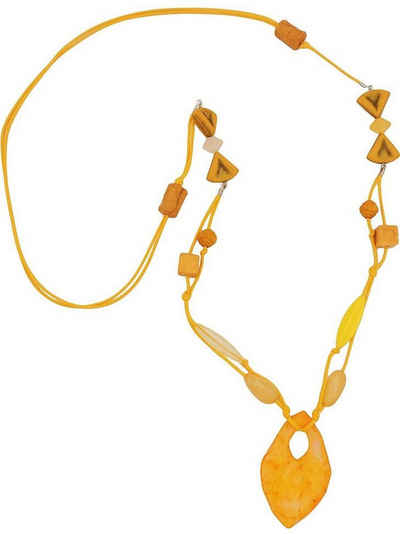 Gallay Perlenkette Kette Faustkeil gelb-orange-marmoriert (1-tlg)