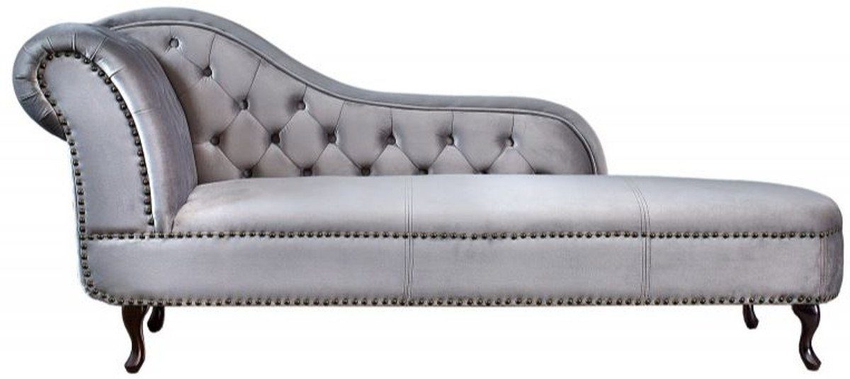 / Chaiselongue Silbergrau Padrino Chesterfield-Sofa aus Wohnzimmer Hause Liege - Recamiere dem Chesterfield Casa Sofa