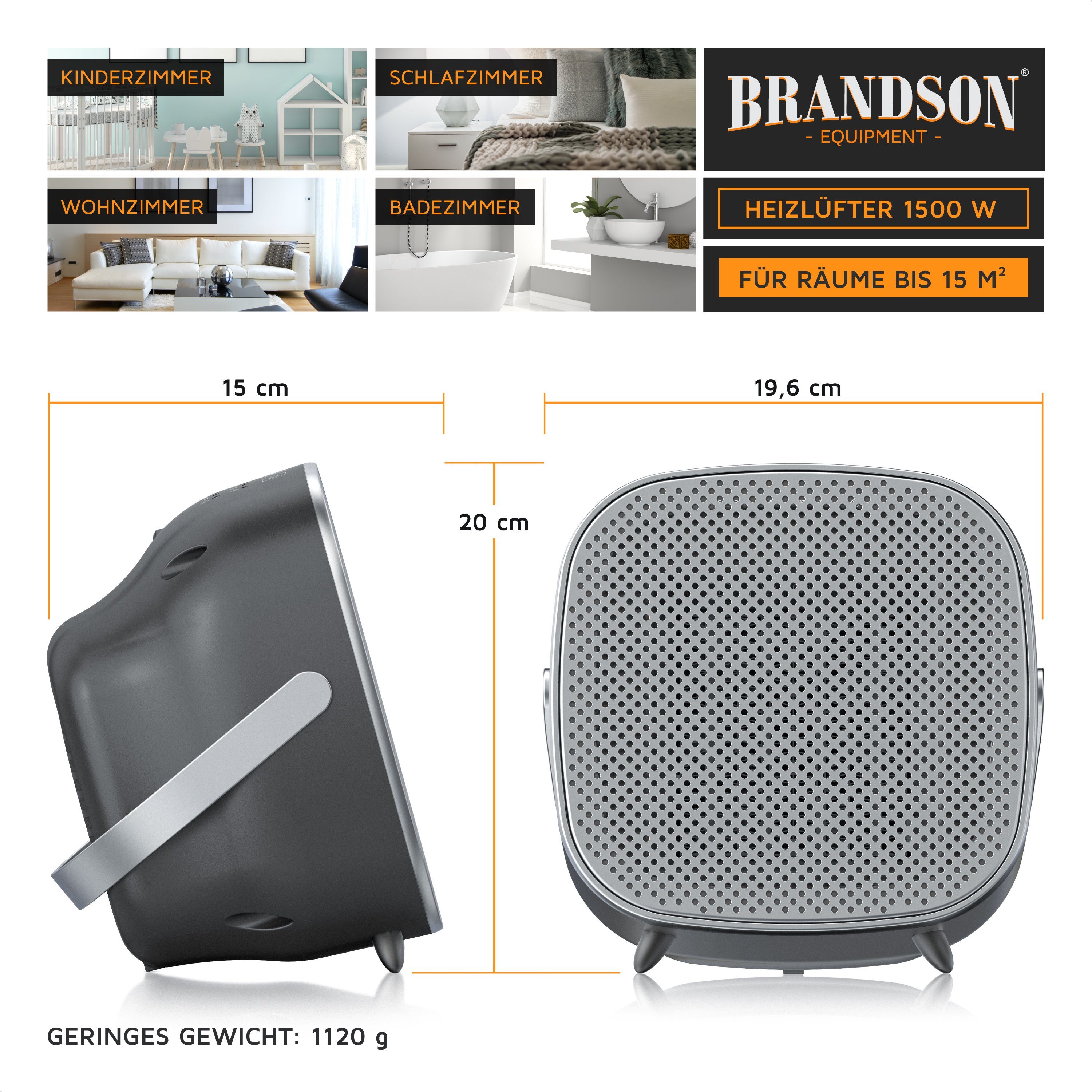 Brandson Keramikheizlüfter Badezimmer Schnellheizer mit Temperaturregelung, günstig online kaufen