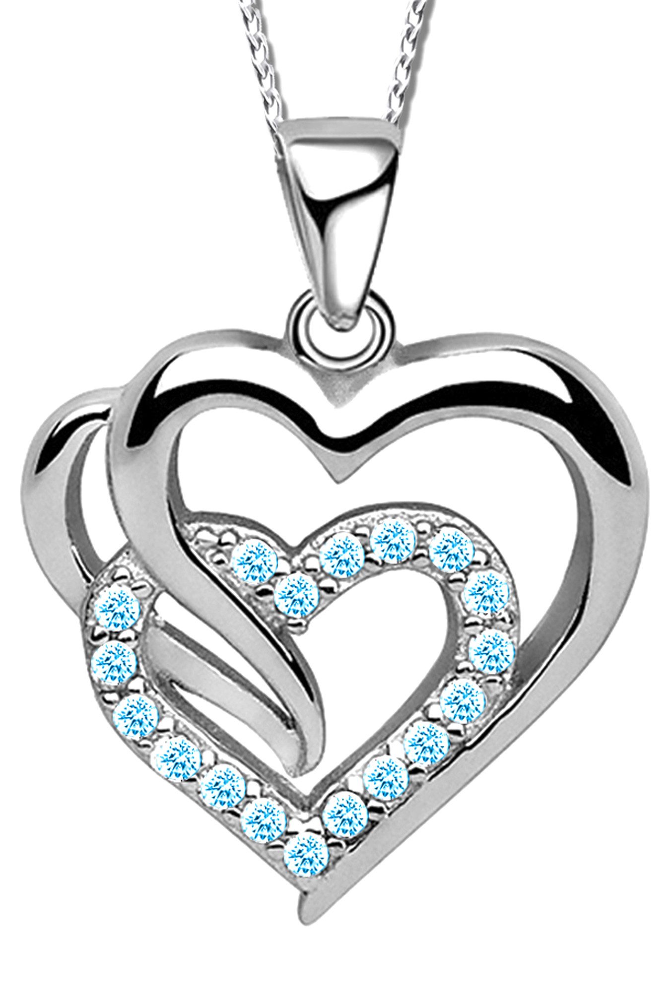 Herzkette echt 925 Sterling Silber Kette mit Herz Anhänger