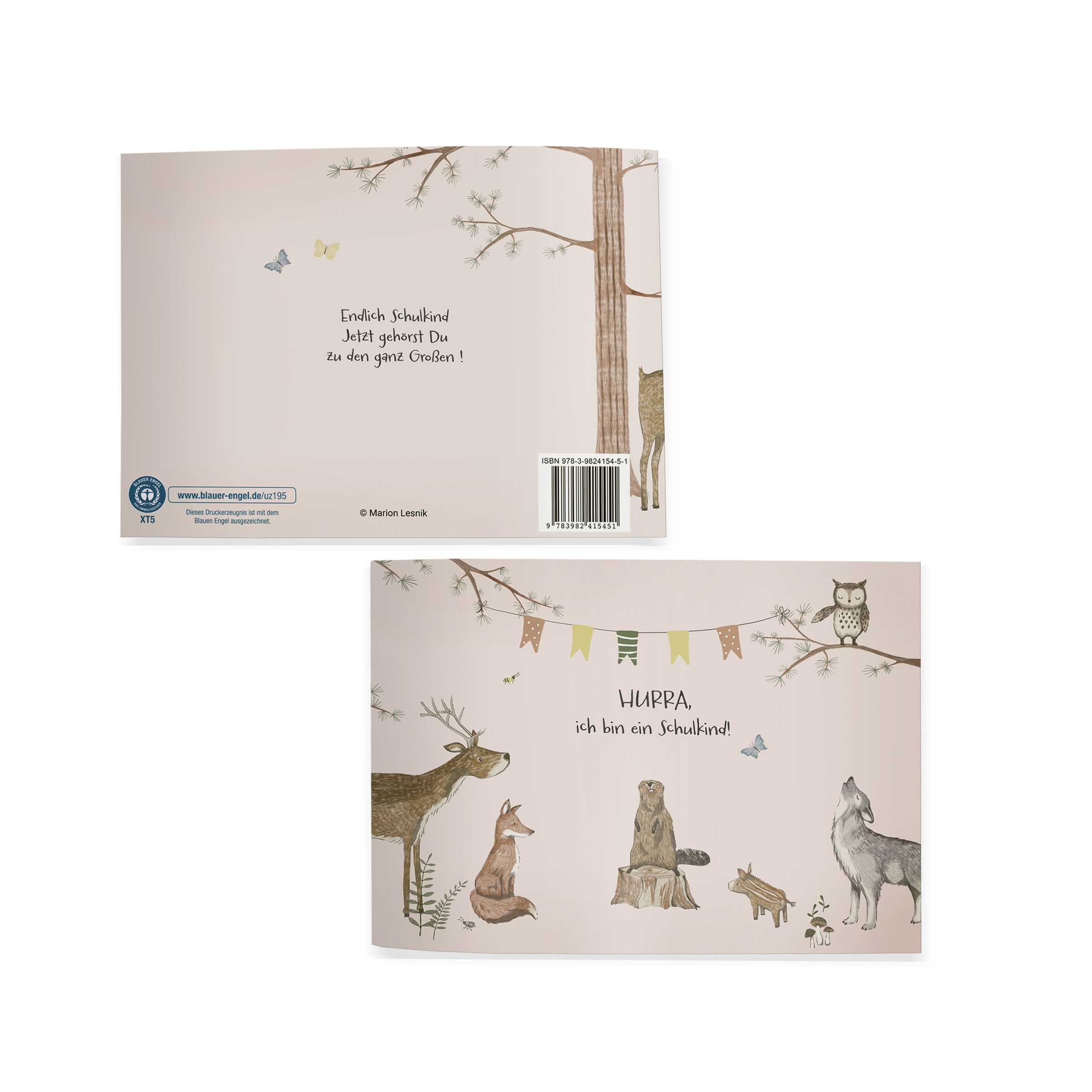 Designforlittleones Poesiealbum Einschulungsbuch Hurra-ich bin ein Schulkind rose, 1.Schuljahr Marion Lesnik