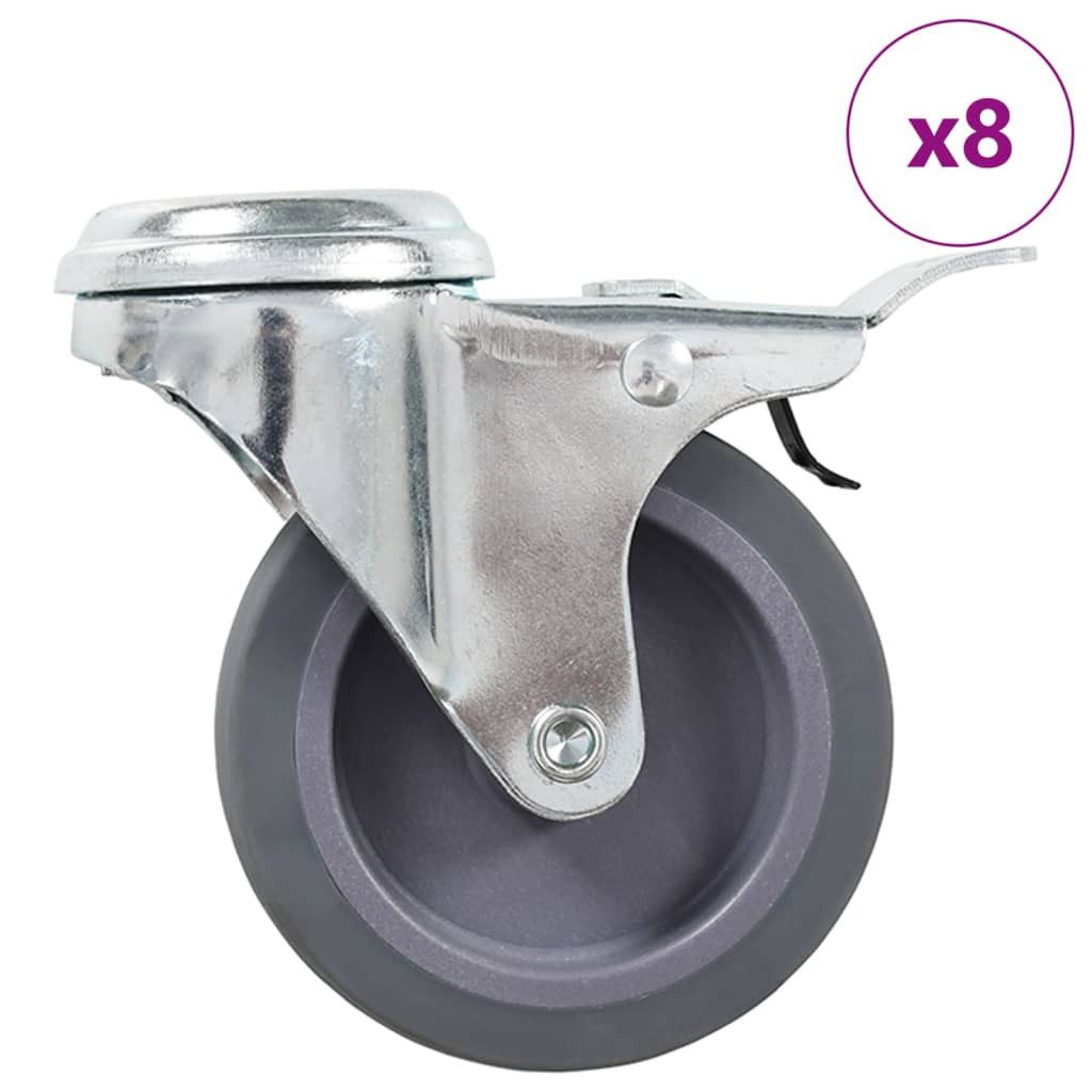 Schwerlastrolle 8 Stk. Lenkrollen mit Rückenloch 75 mm