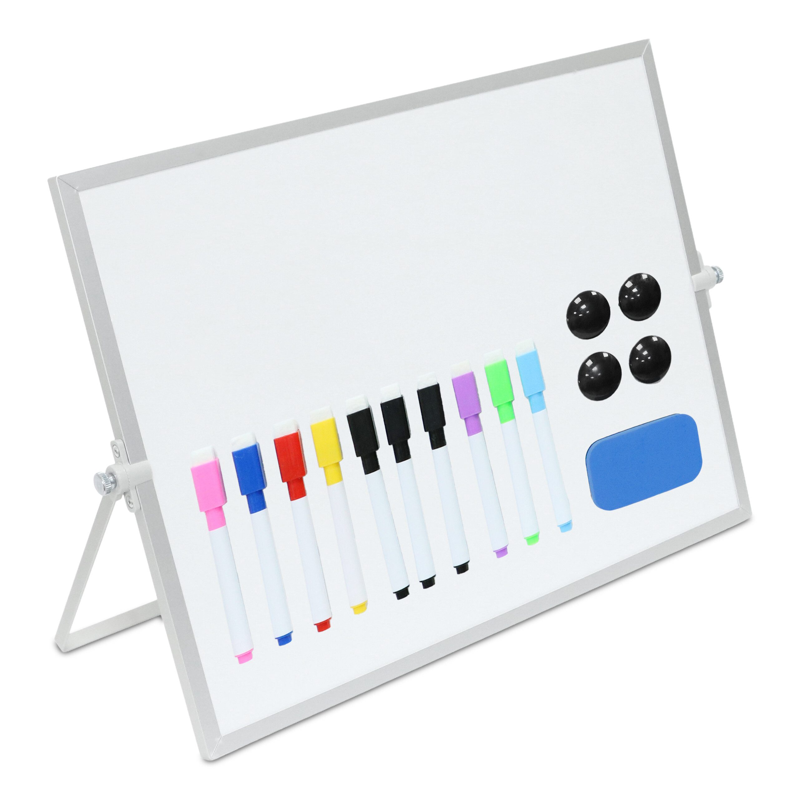 relaxdays Memoboard Whiteboard Tisch, (16-tlg), silber, 30x40 cm