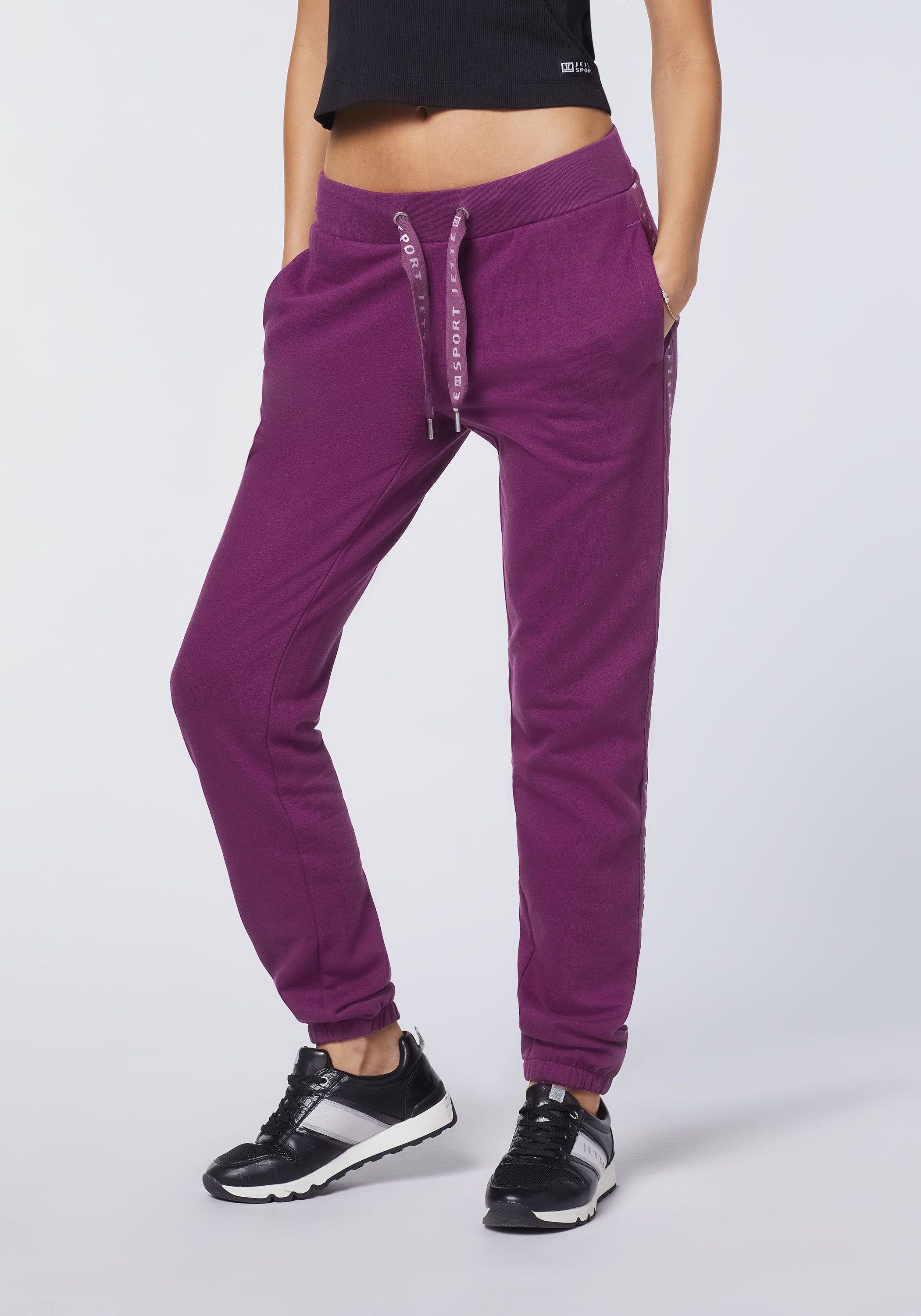 mit Sweathose Label-Streifen Purple Seiten Dark JETTE 19-2524 der SPORT entlang