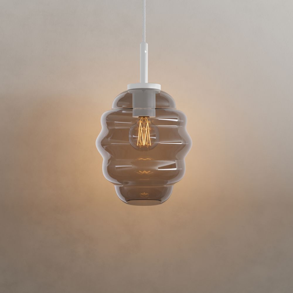 s.luce Pendelleuchte Echos Glas Galerie-Pendelleuchte Aufhängung 500cm Weiß Rauch