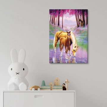 Posterlounge Leinwandbild Andrew Farley, Pferd mit Fohlen, Jungenzimmer Illustration