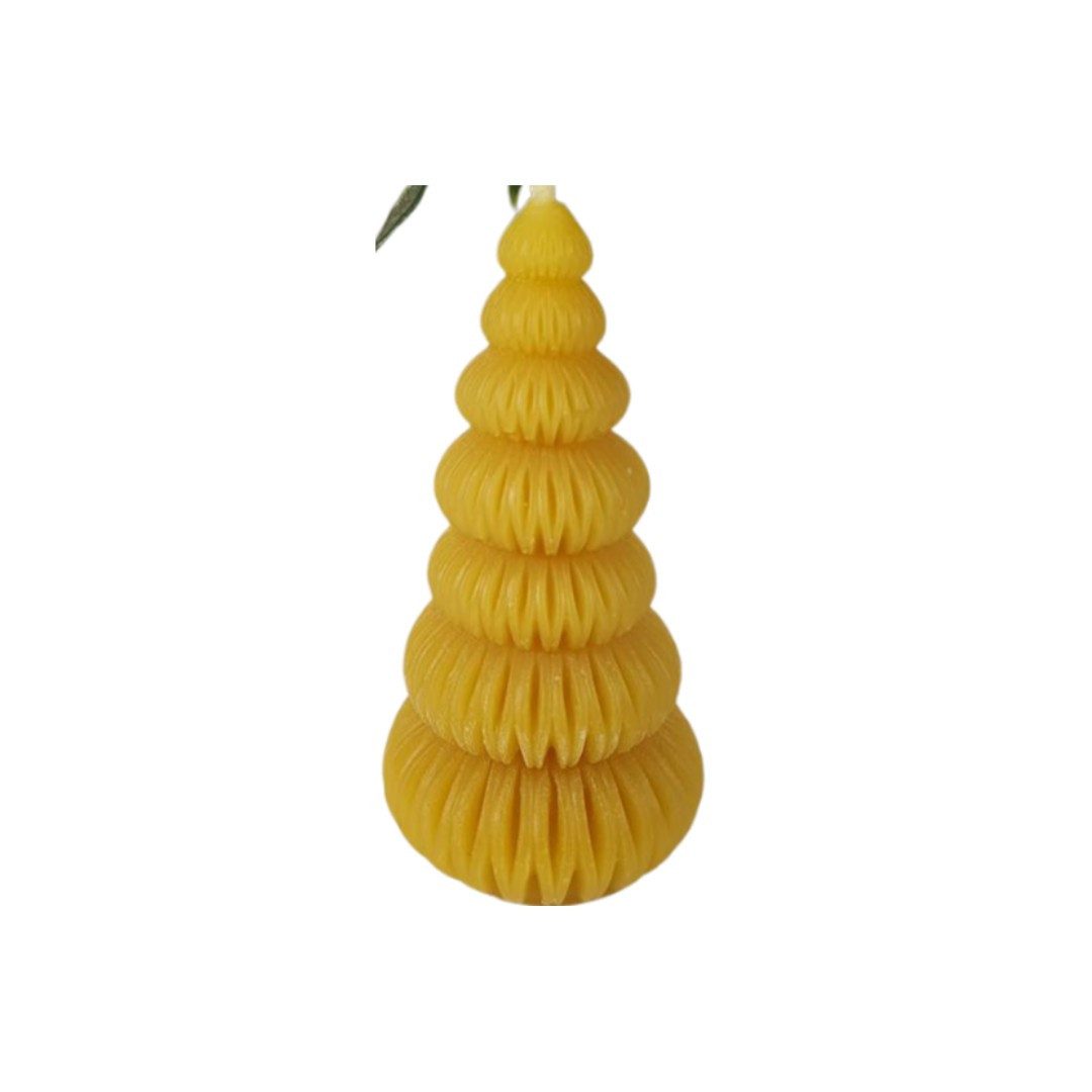 Aspinaworld Bienenwachskerze Tannenbaum Kerze rund 8 cm – Kerze aus Bienenwachs