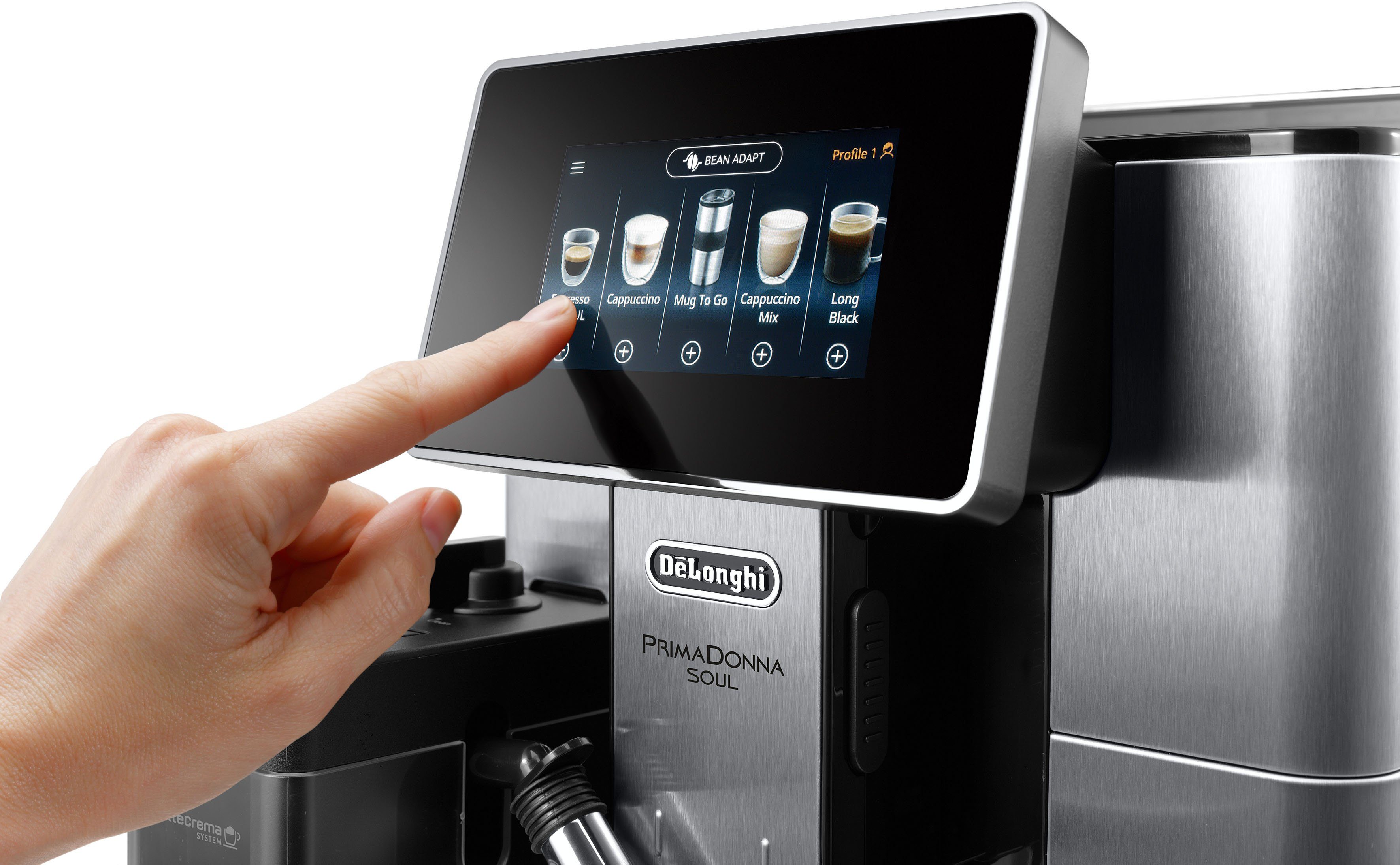 De'Longhi Kaffeevollautomat PrimaDonna Soul ECAM610.75.MB - Mit Kaffeekannen-Funktion, Inkl. Kaffeekanne, Bean Adapt Technology, Edelstahl, Scheibenmahlwerk – Bild 5 von 5