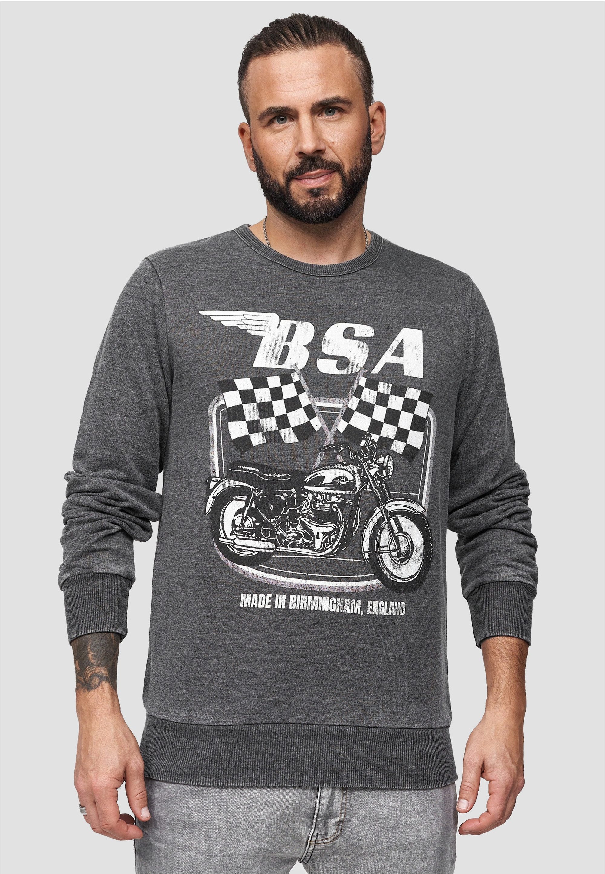 Sweatshirt BritishMotor Flag Charcoal Vintage