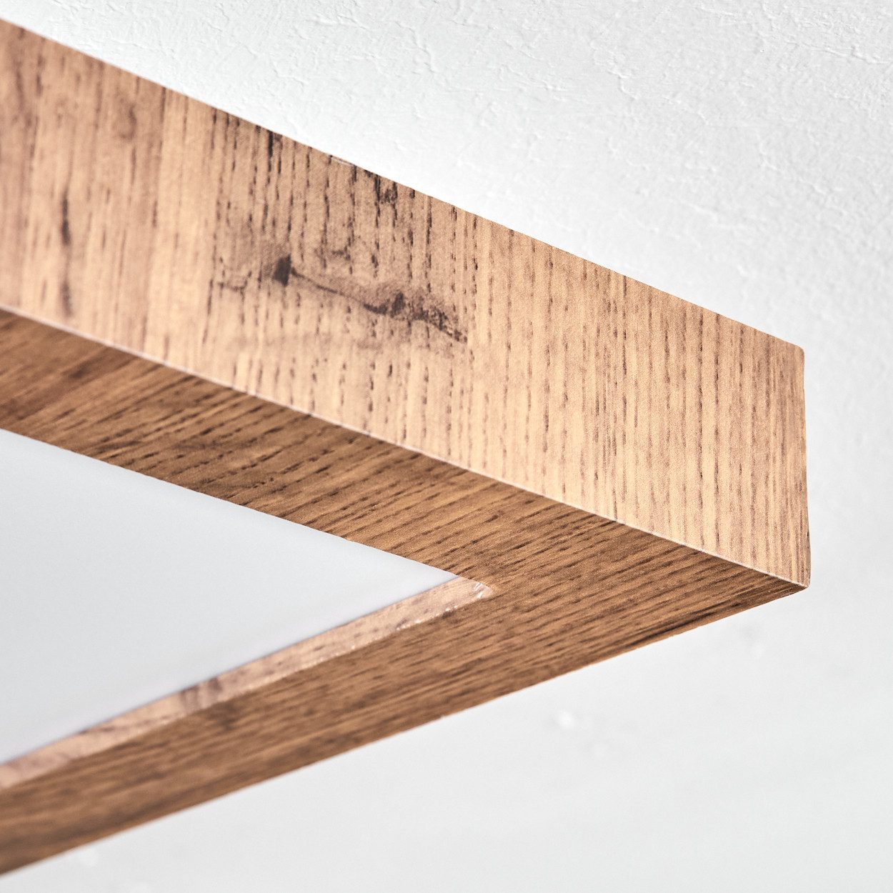 hofstein Deckenleuchte dimmbares Deckenpanel aus Metall/MDF in Schwarz/Holzoptik, LED wechselbar, 2700-6500 Kelvin, skandinavisches Design, mit Fernbedienung, 24 W, 250-2500 Lumen, CCT
