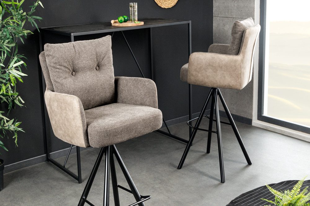 riess-ambiente Barhocker BIG GEORGE taupe / schwarz · Samt · Flachgewebe (E günstig online kaufen