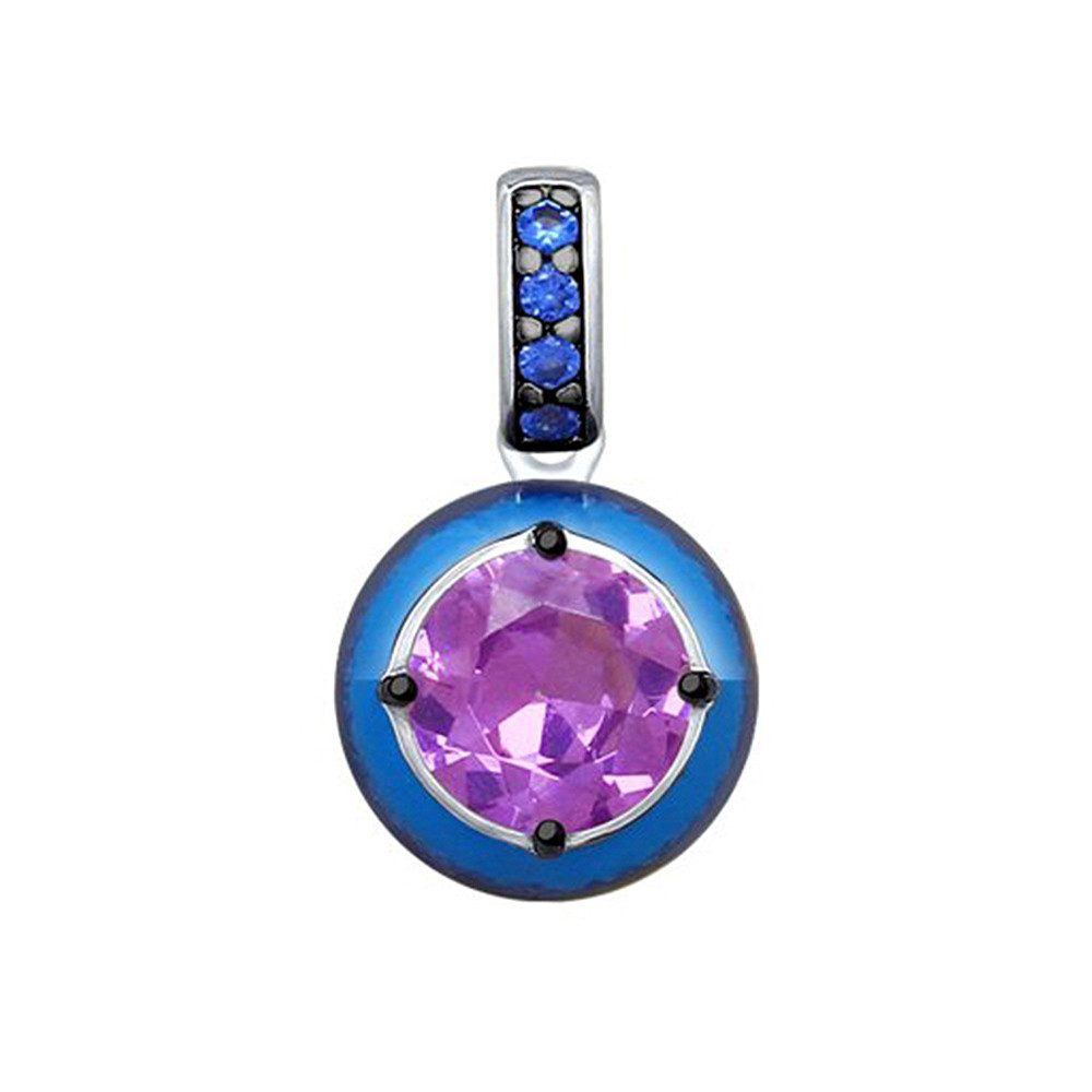 SOKOLOV Jewelry Kettenanhänger aus 925 Silber mit Sitall, Zirkonia und Emaille (Set, 2-tlg), Silberanhänger Sterlingsilber Schmuck für Damen