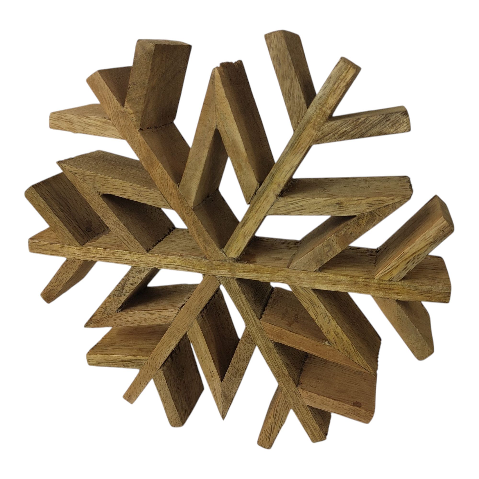 sesua Weihnachtsfigur Deko-Schneeflocke aus Mangoholz Naturfarben 20 x18 x 3,5 cm (1 St)