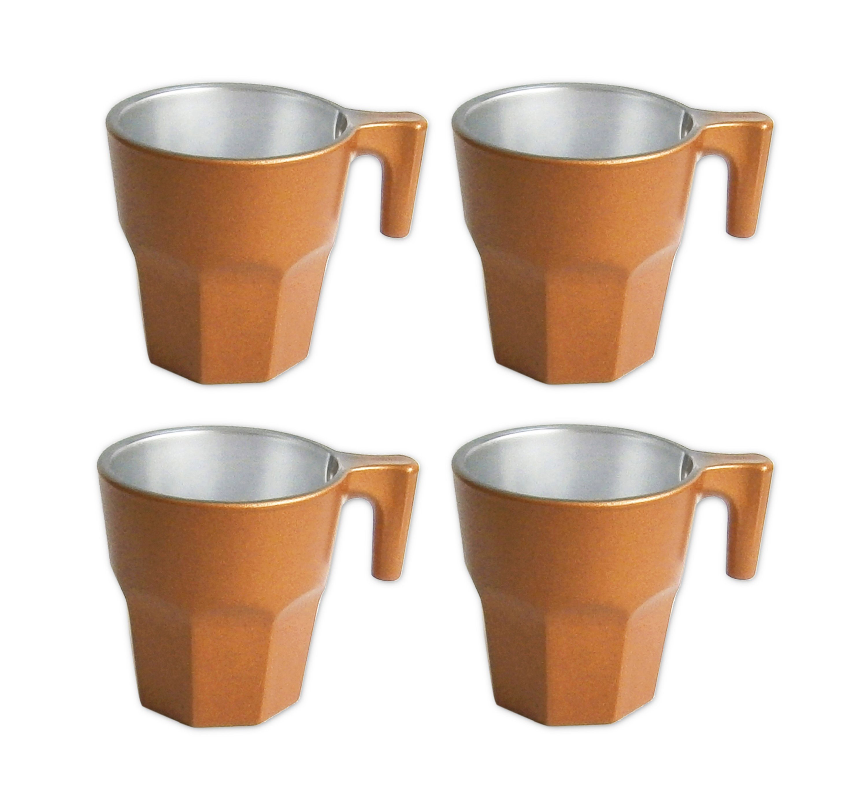 Tasse 4x KAFFEETASSE mit Henkel Casablanca Metallic 50 (Orange-Metallic), Glas Kaffeebecher Tee Tasse Becher