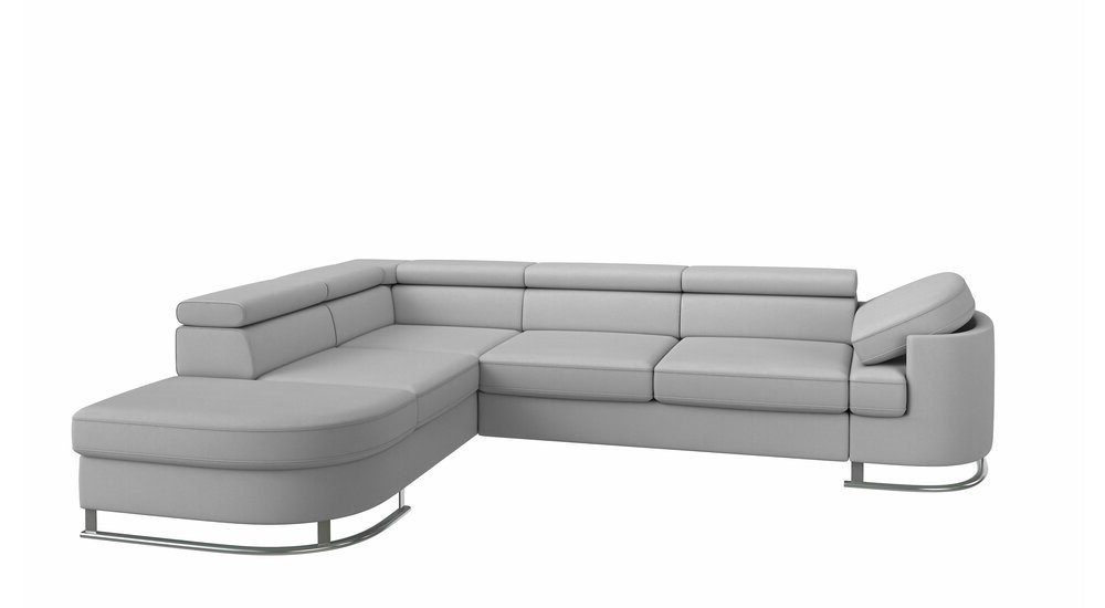 Stylefy Ecksofa Ice, L-Form, Raum Eckcouch, Bettkasten, bestellbar, im stellbar, rechts oder mit und links frei Kopfteil- Metall, Armlehnenverstellung mane Bettfunktion inklusive und