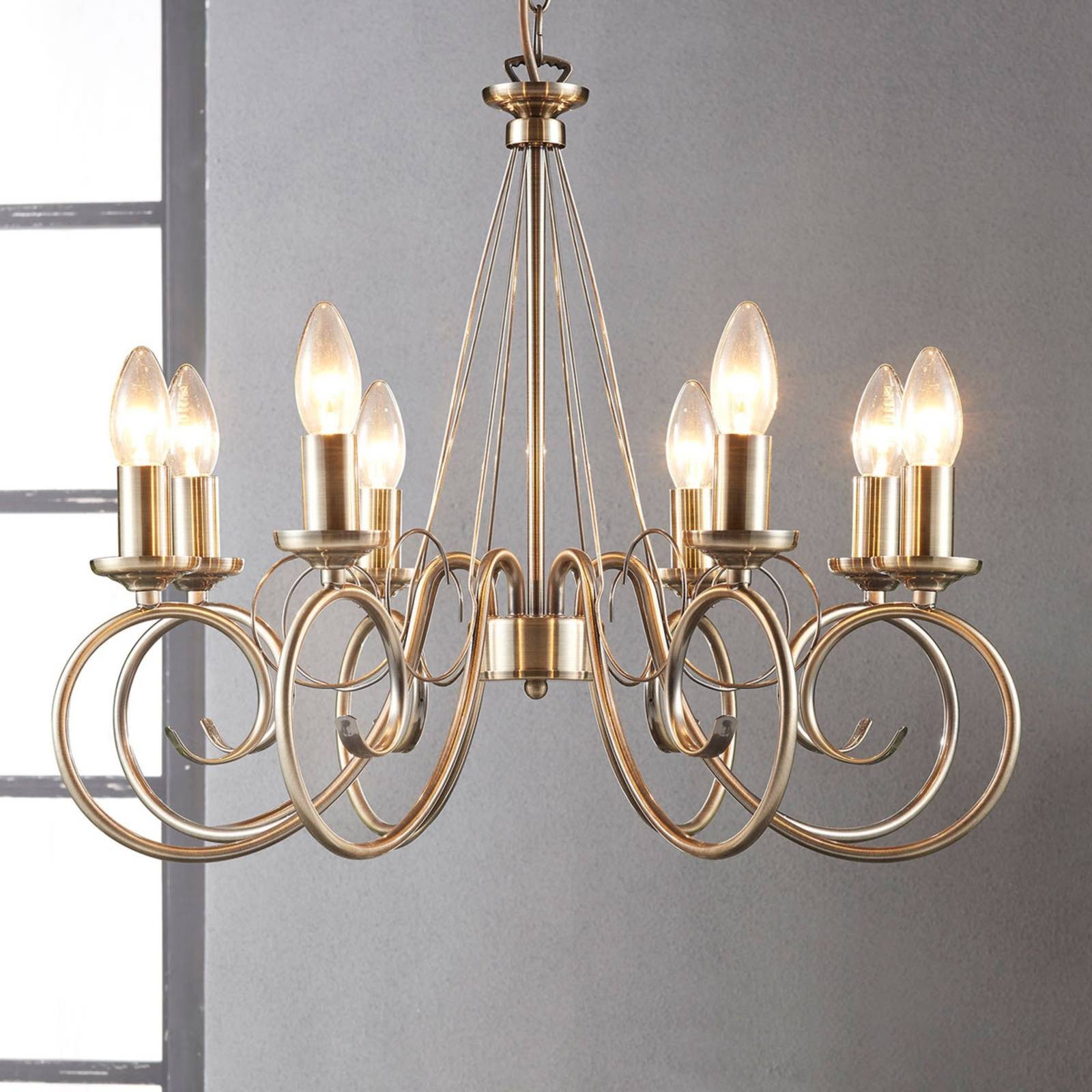 Lindby Kronleuchter Marnia, Metall, Bronze IP20, 8 x 40 W