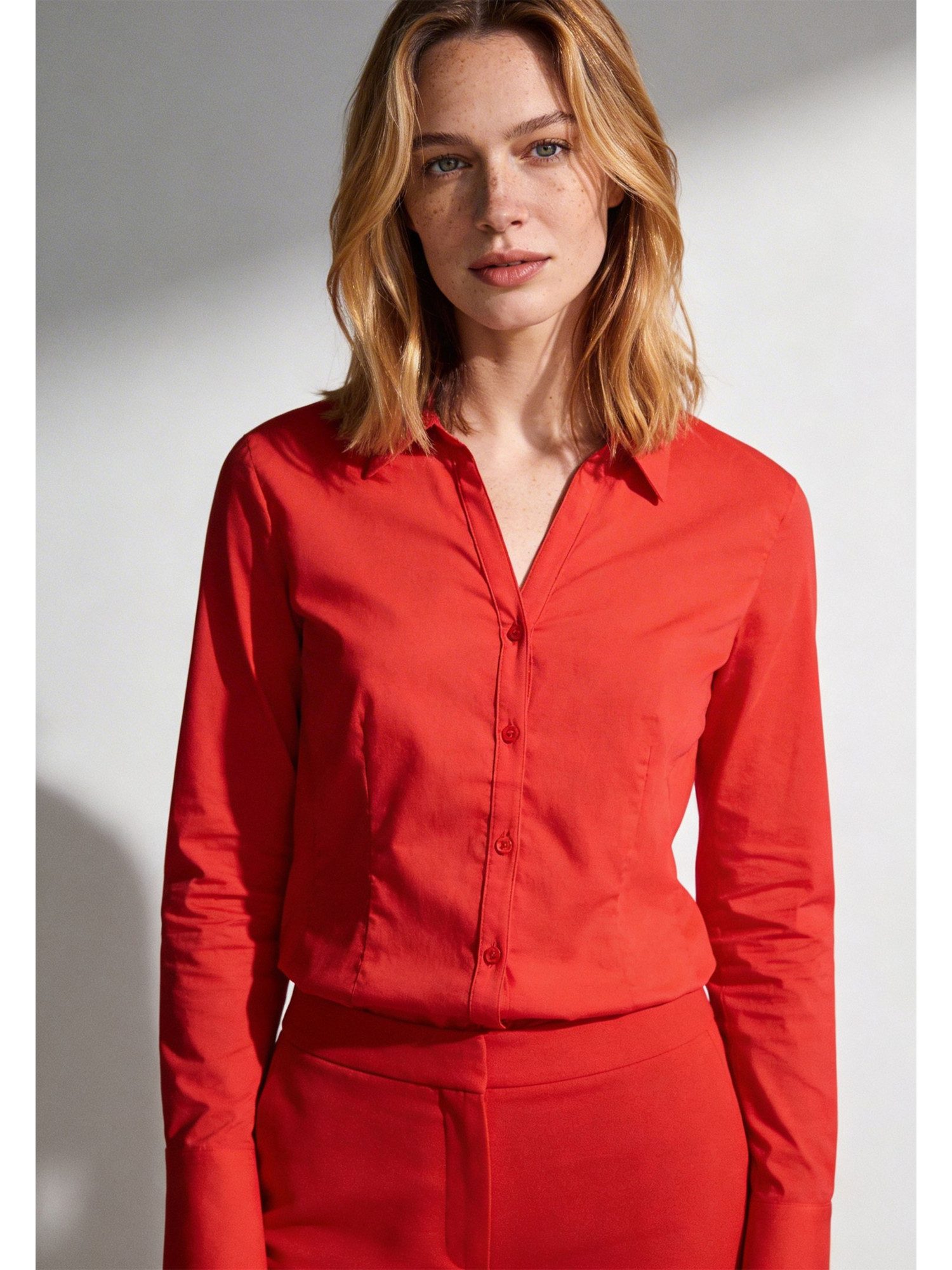 MORE&MORE Langarmbluse klassische, schmale Langarm-Stretchbluse günstig online kaufen