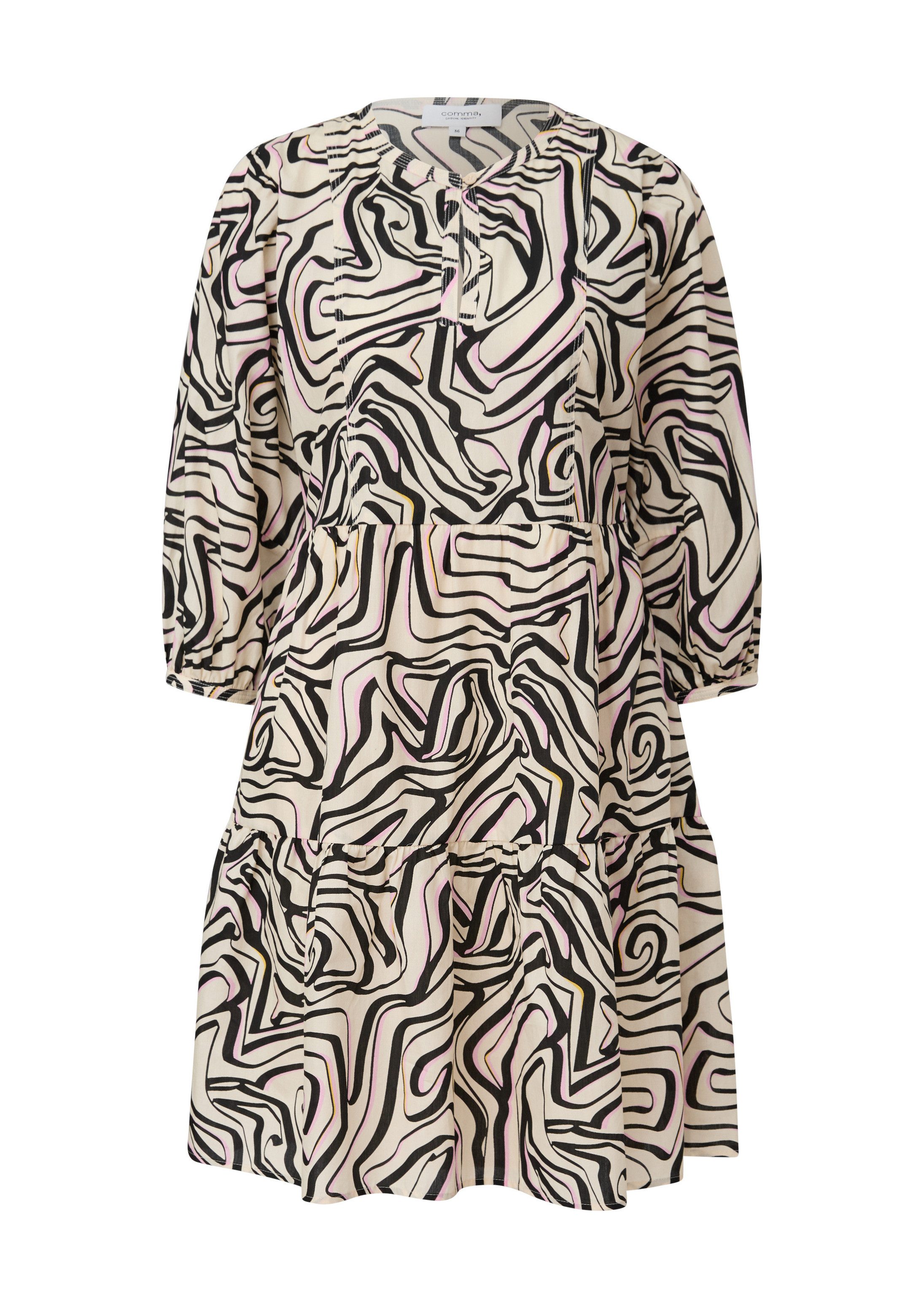 comma Minikleid Kleid Stufenkleid mit Taschen