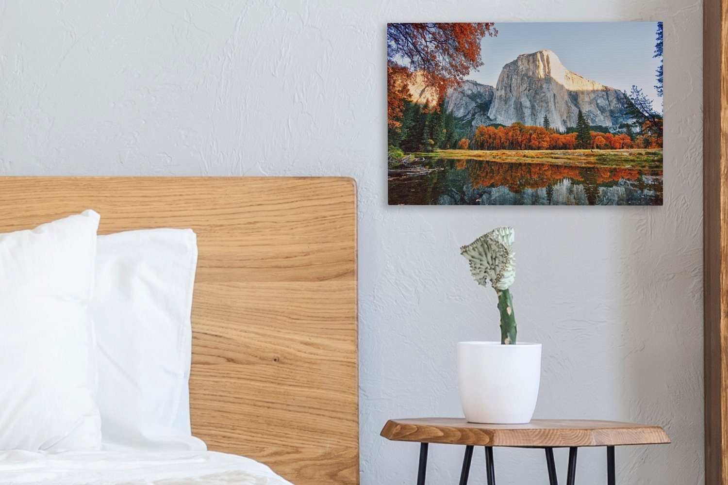 OneMillionCanvasses® Leinwandbild Herbsttag im (1 Leinwandbilder, Aufhängefertig, Kalifornien, Wanddeko, in 30x20 Yosemite-Nationalpark cm St), Wandbild
