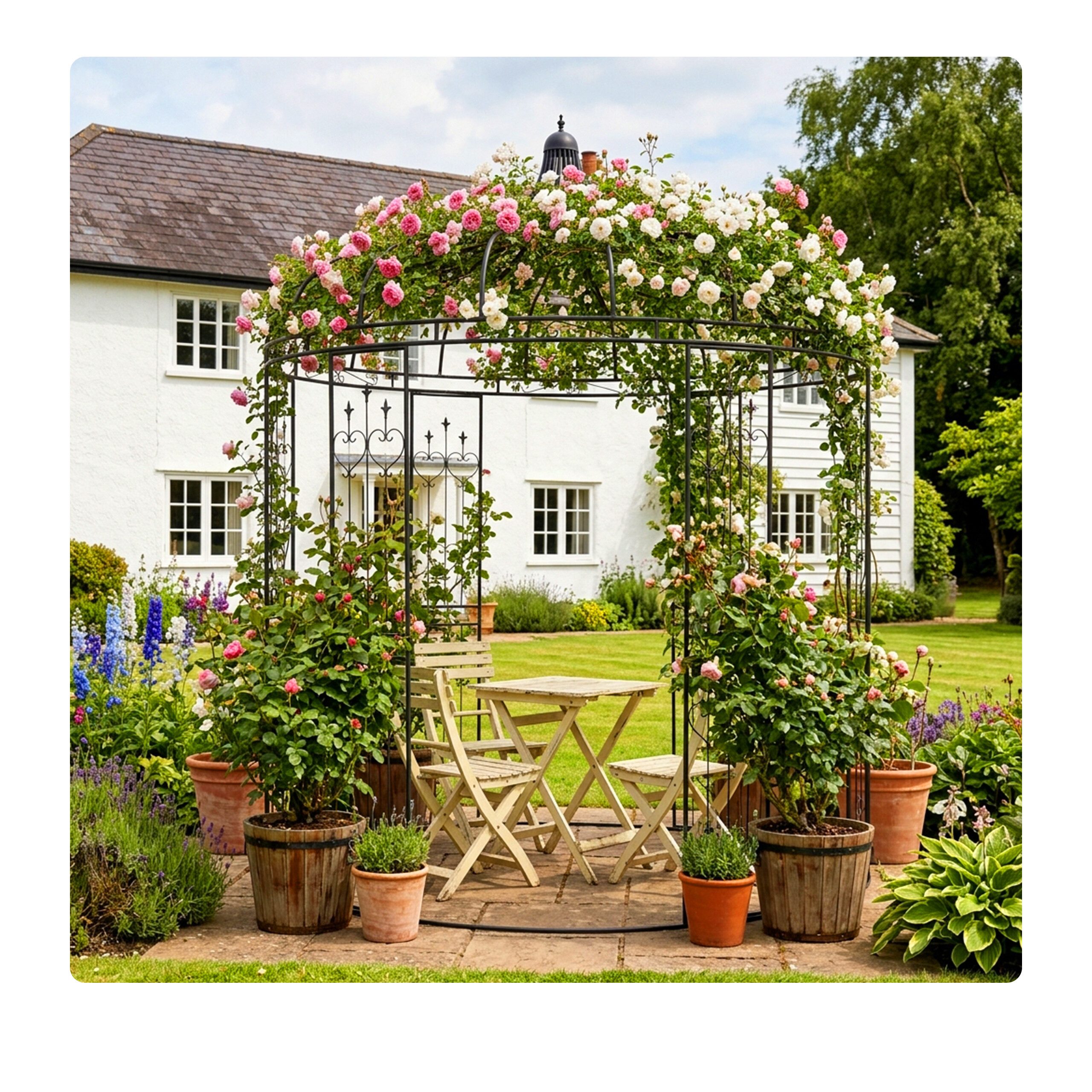 relaxdays Rosenbogen Rosenpavillon aus Metall